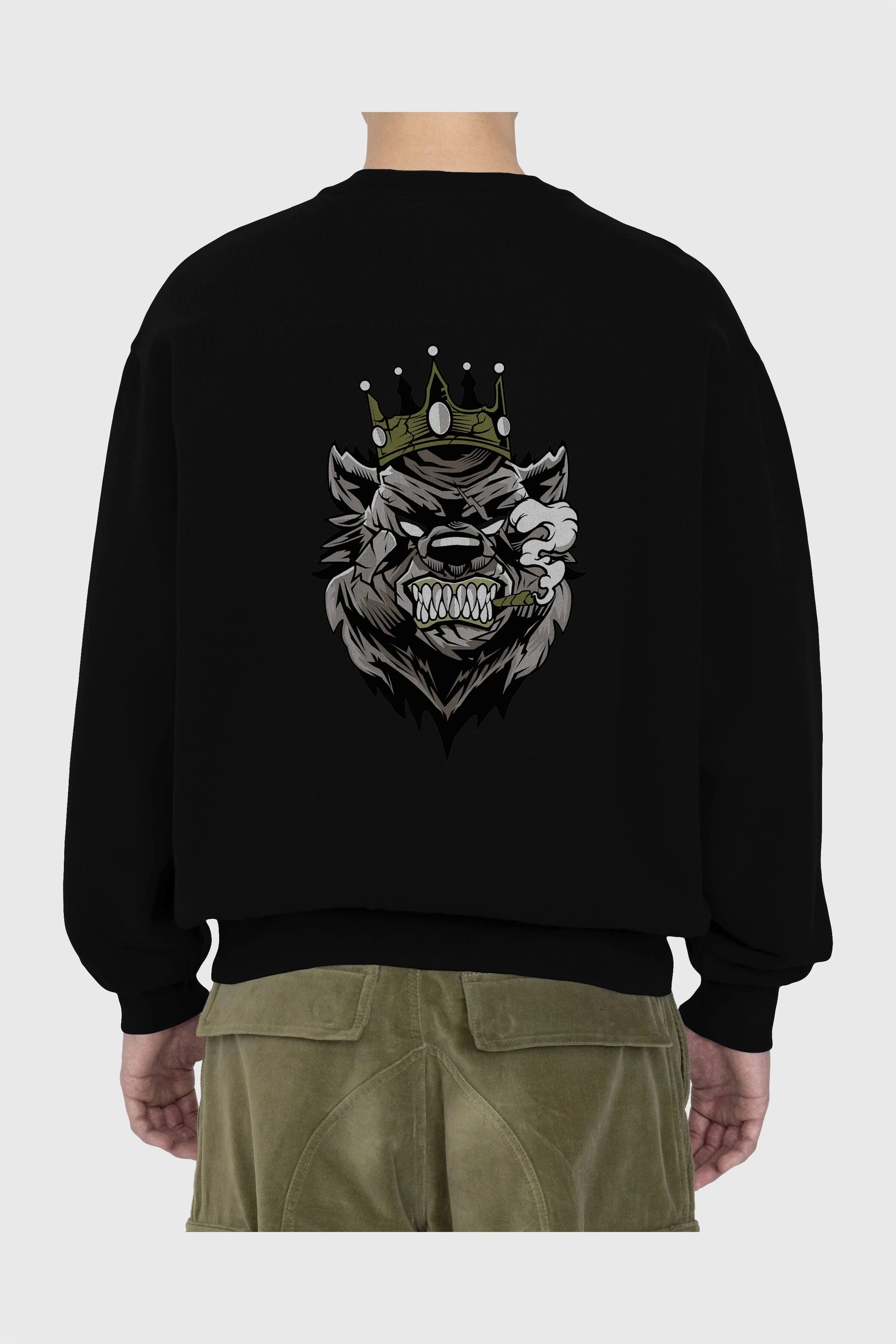 Bear King Arka Baskılı Oversize Sweatshirt Erkek Kadın Unisex