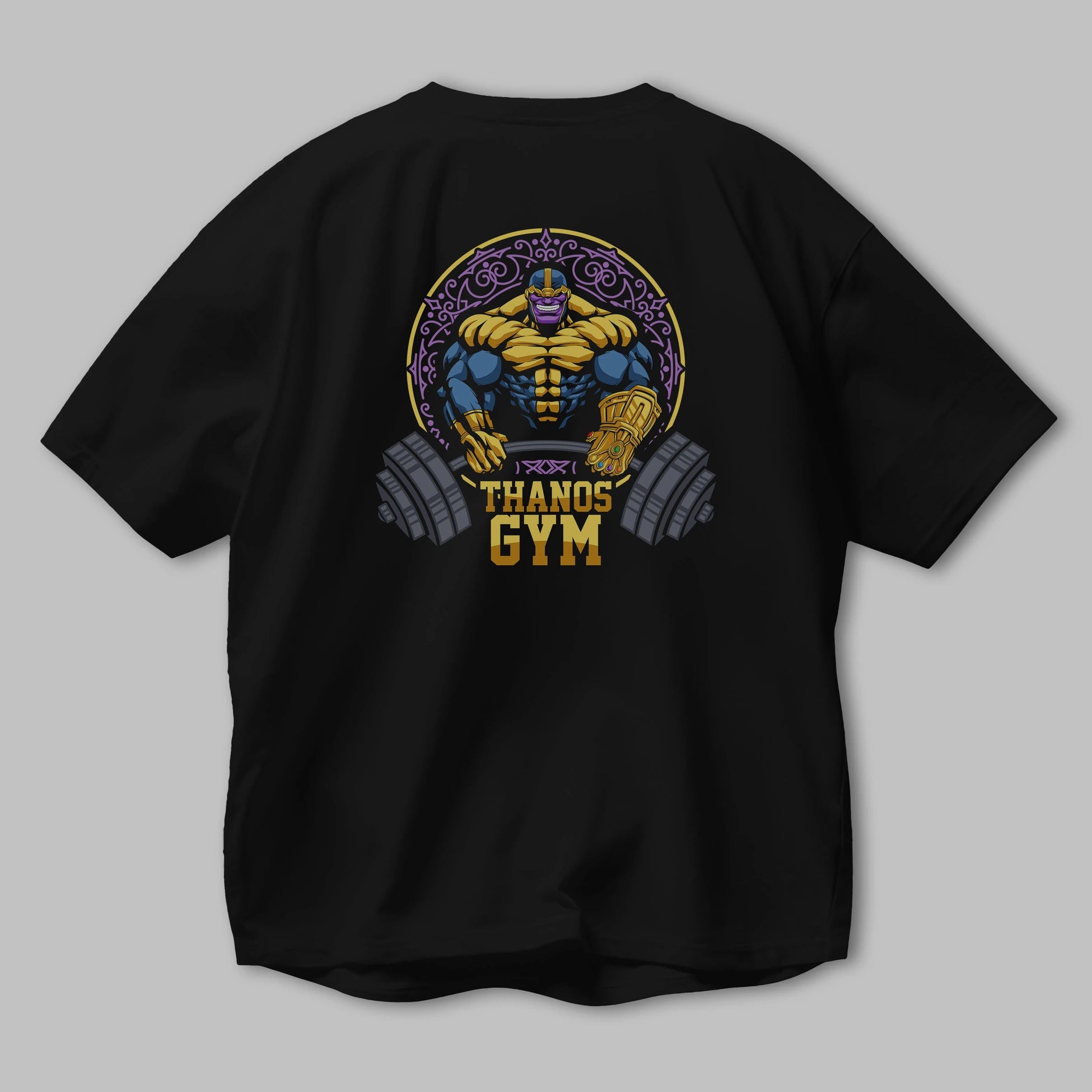 Thanos GYM Arka Baskılı Oversize t-shirt Erkek Kadın Unisex %100 Pamuk Bisiklet Yaka tişort