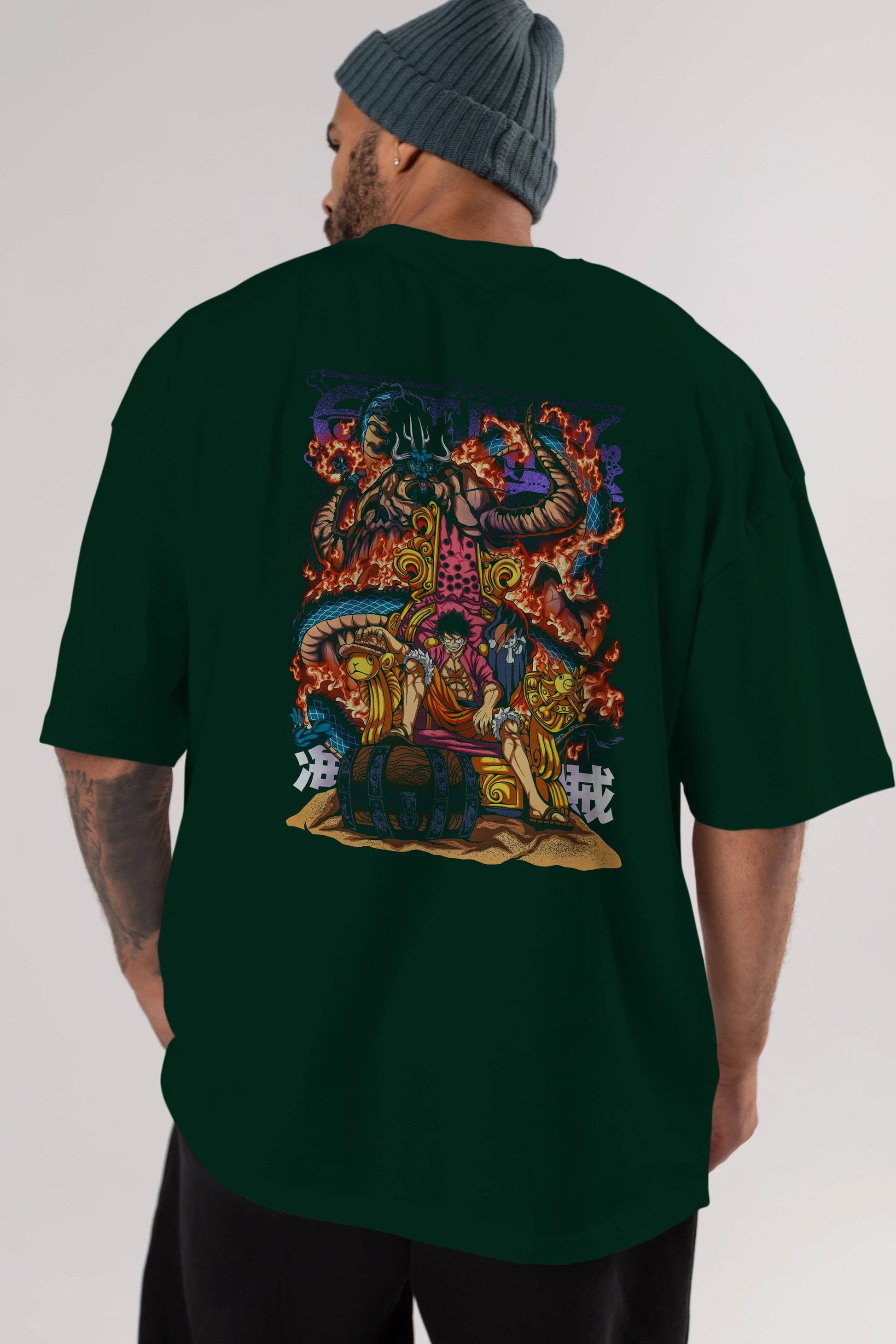 MONKEY D. LUFFY 1 Anime Arka Baskılı Oversize t-shirt Erkek Kadın Unisex