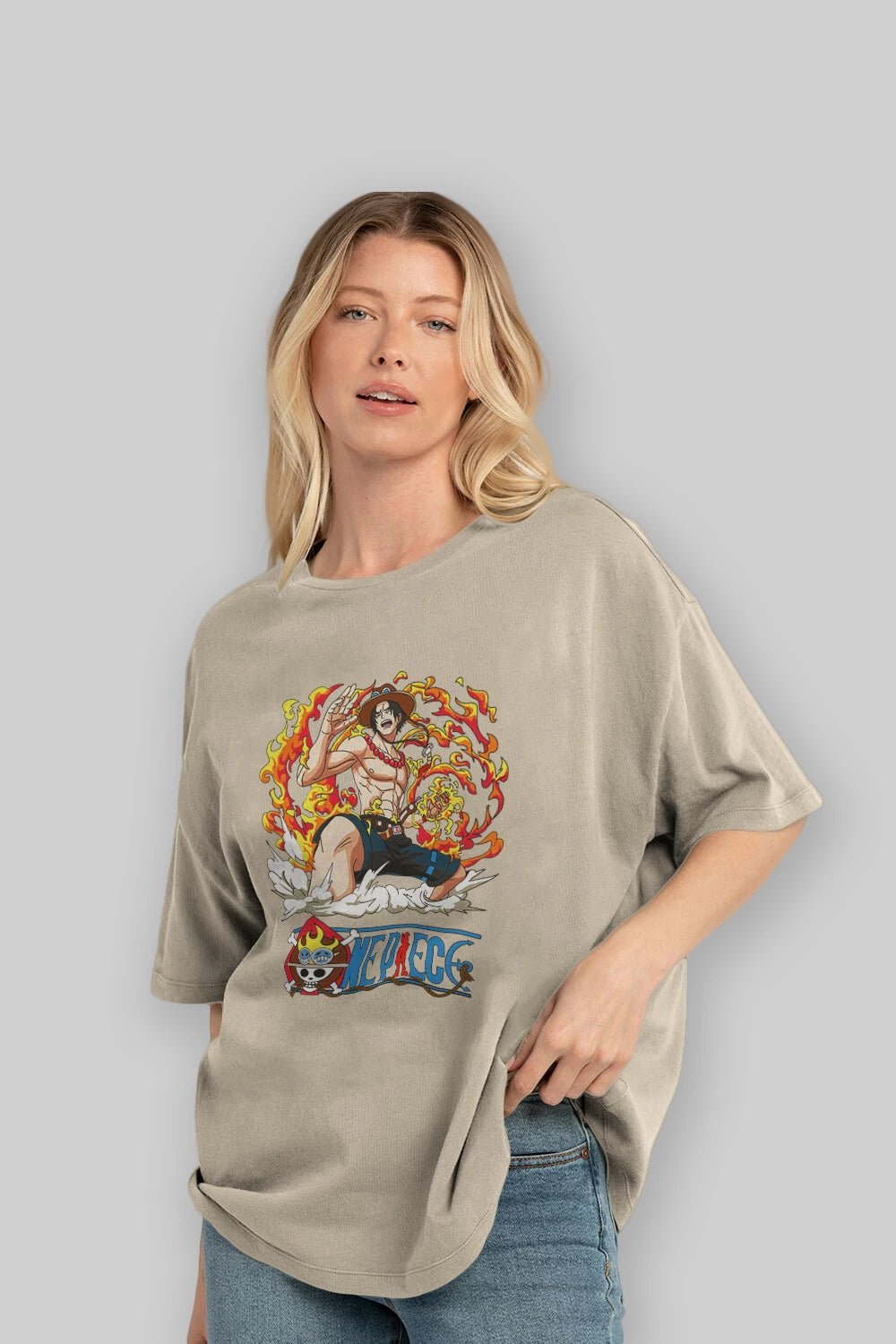 One Piece Anime Ön Baskılı Oversize t-shirt Erkek Kadın Unisex