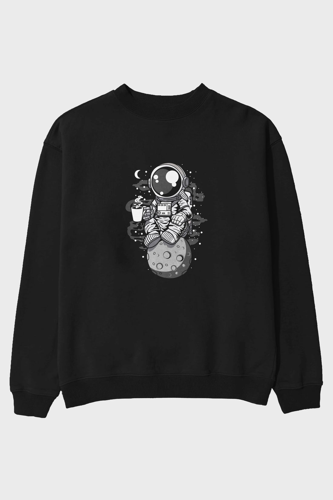 Astronaut Coffee Ön Baskılı Oversize Sweatshirt Erkek Kadın Unisex