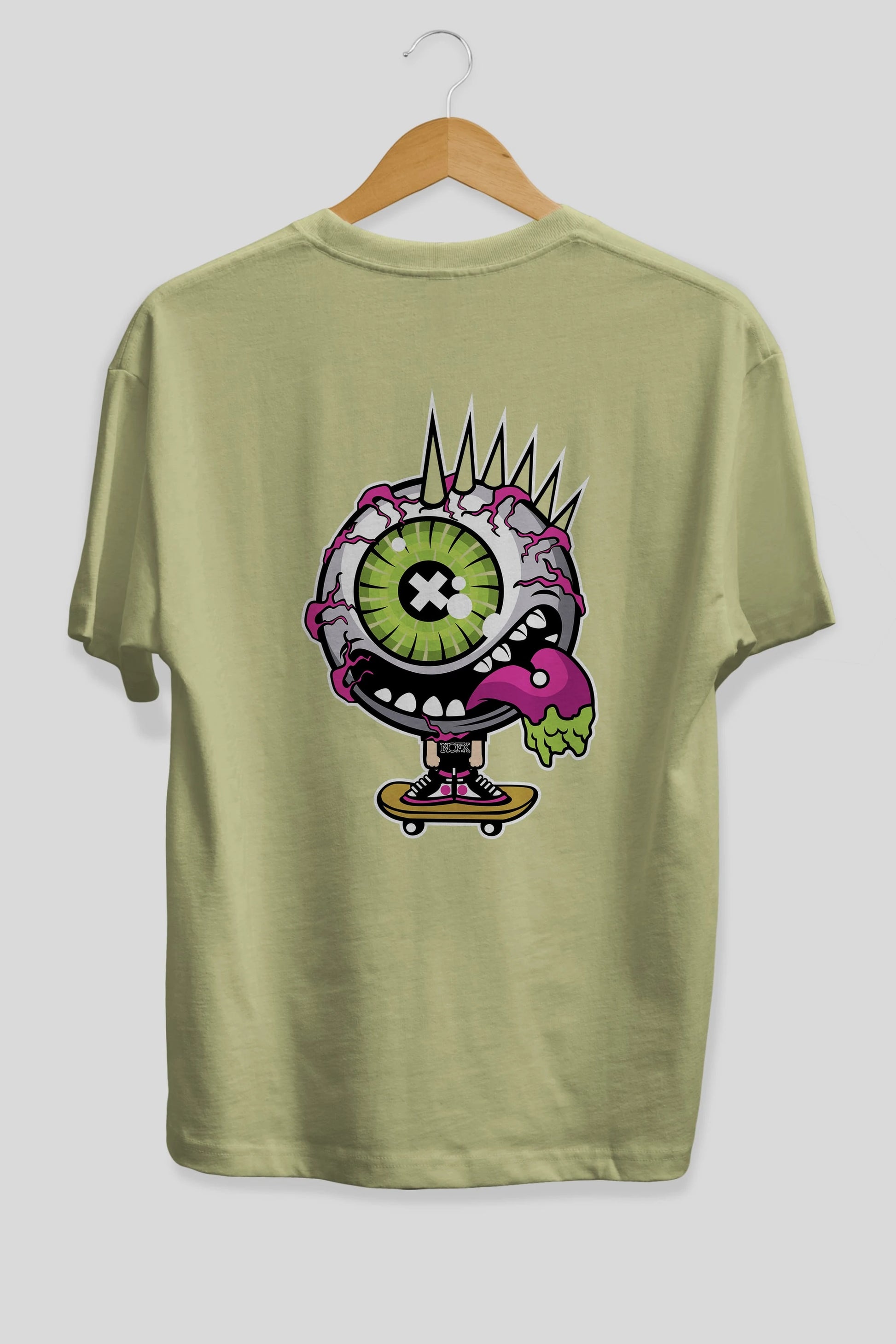 Eye Monster Skater Arka Baskılı Oversize t-shirt Erkek Kadın Unisex %100 Pamuk tişort