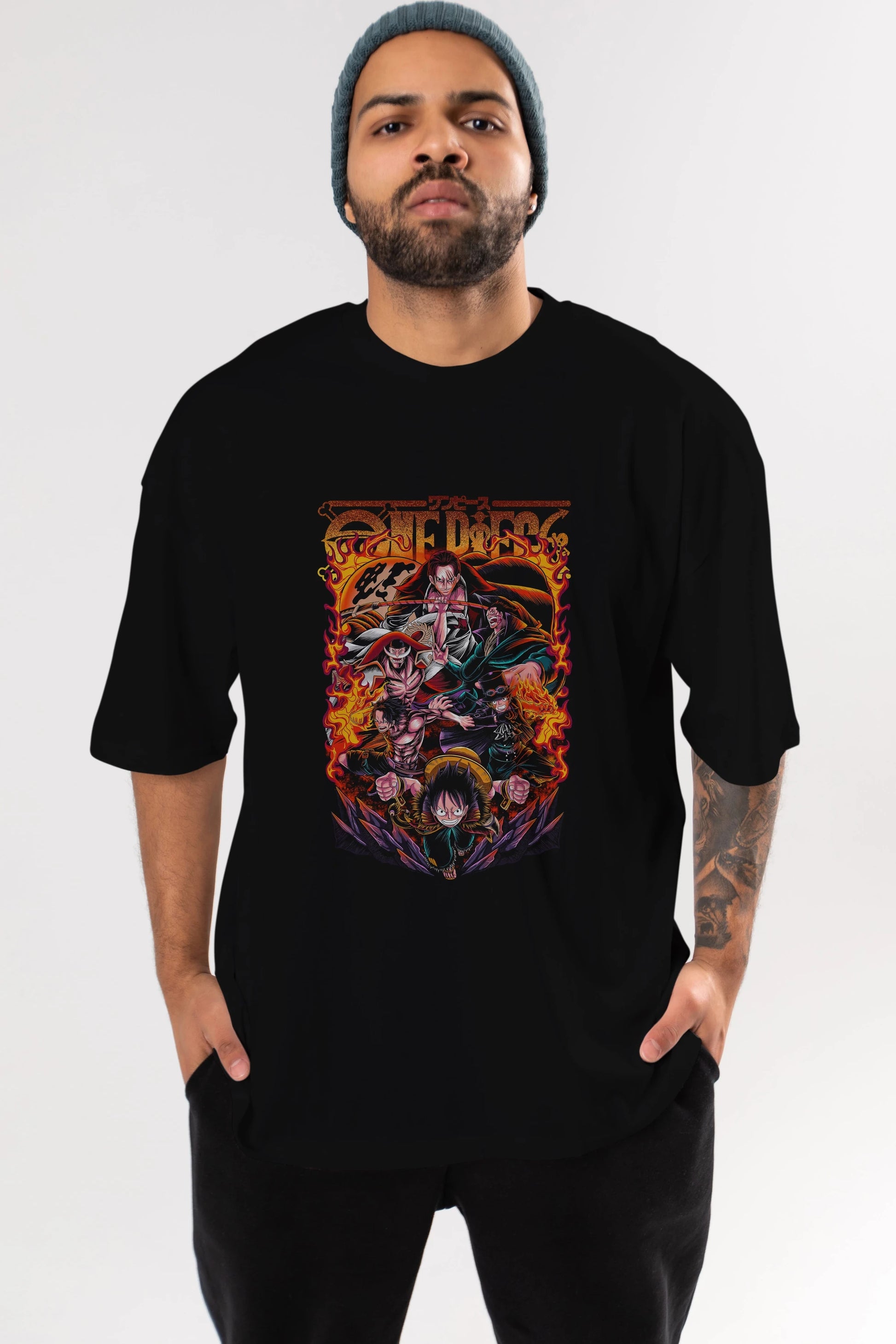 ONE PIECE (3) Anime Ön Baskılı Oversize t-shirt %100 pamuk Erkek Kadın Unisex