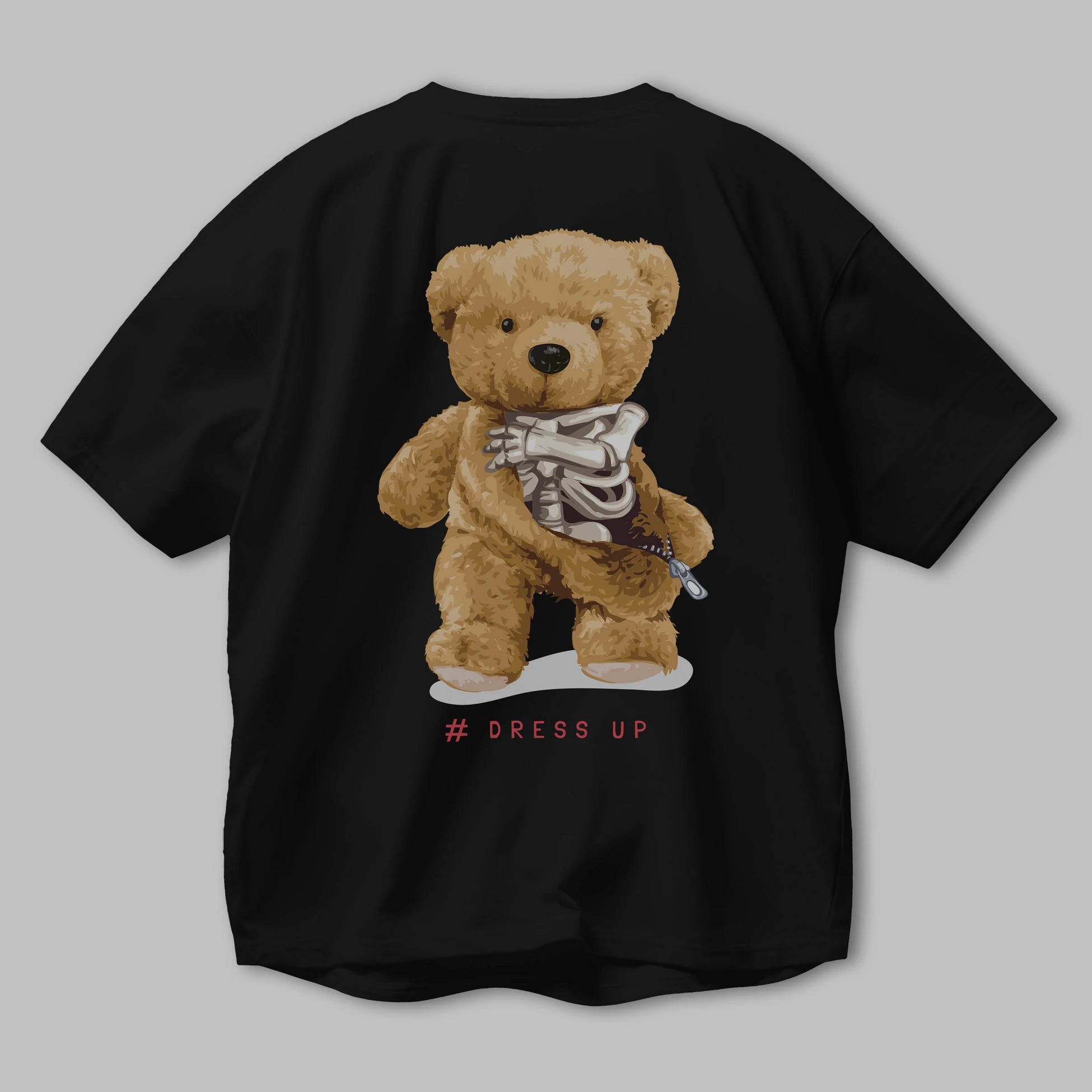 Teddy Bear Dress Up Arka Baskılı Oversize t-shirt Erkek Kadın Unisex %100 Pamuk