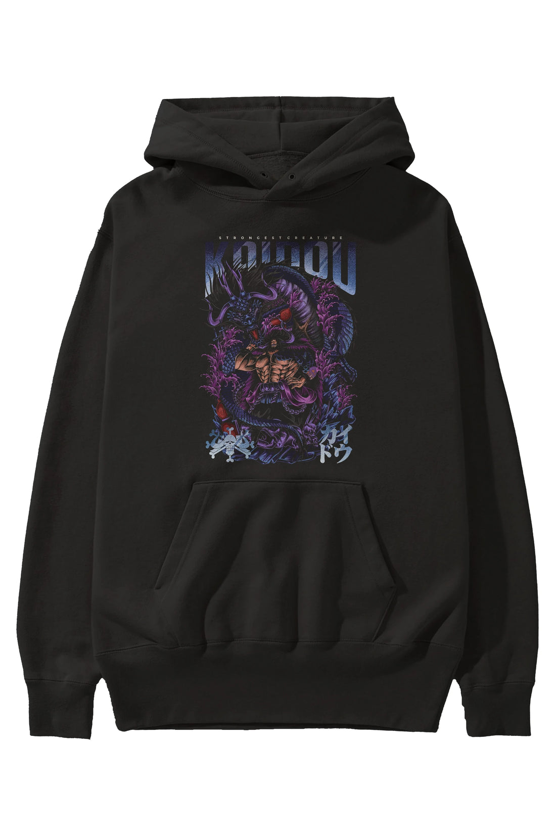 KAIDOU ONE PIECE Anime Ön Baskılı Hoodie Oversize Kapüşonlu Sweatshirt Erkek Kadın Unisex