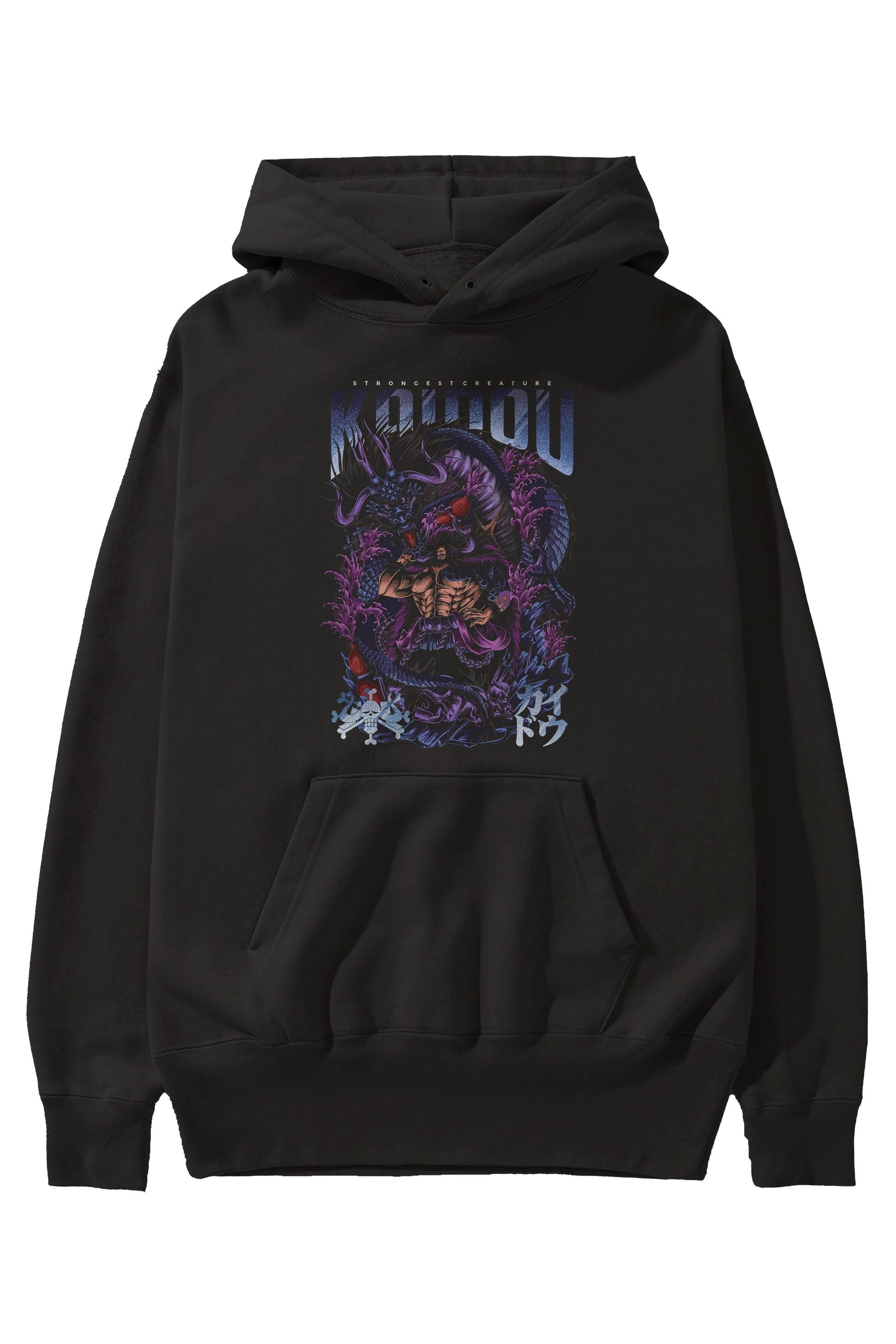 KAIDOU ONE PIECE Anime Ön Baskılı Hoodie Oversize Kapüşonlu Sweatshirt Erkek Kadın Unisex