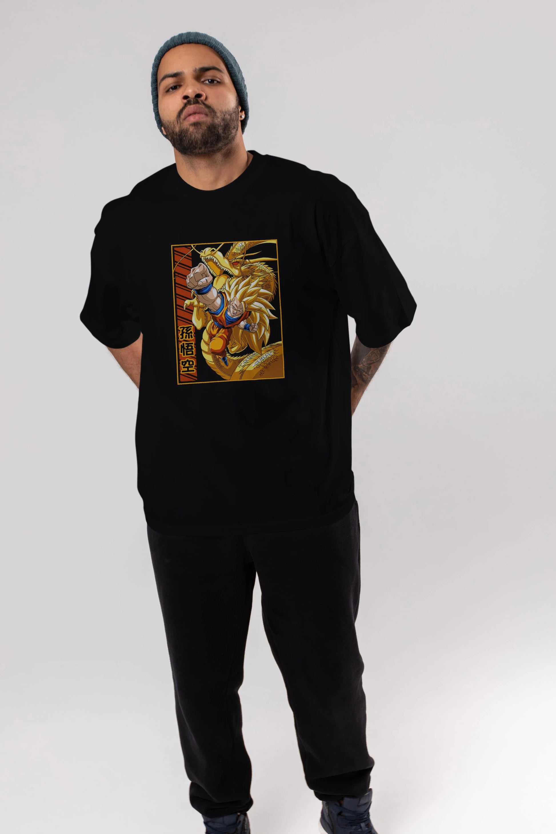 DragonBall Goku Anime Ön Baskılı Oversize t-shirt %100 pamuk Erkek Kadın Unisex