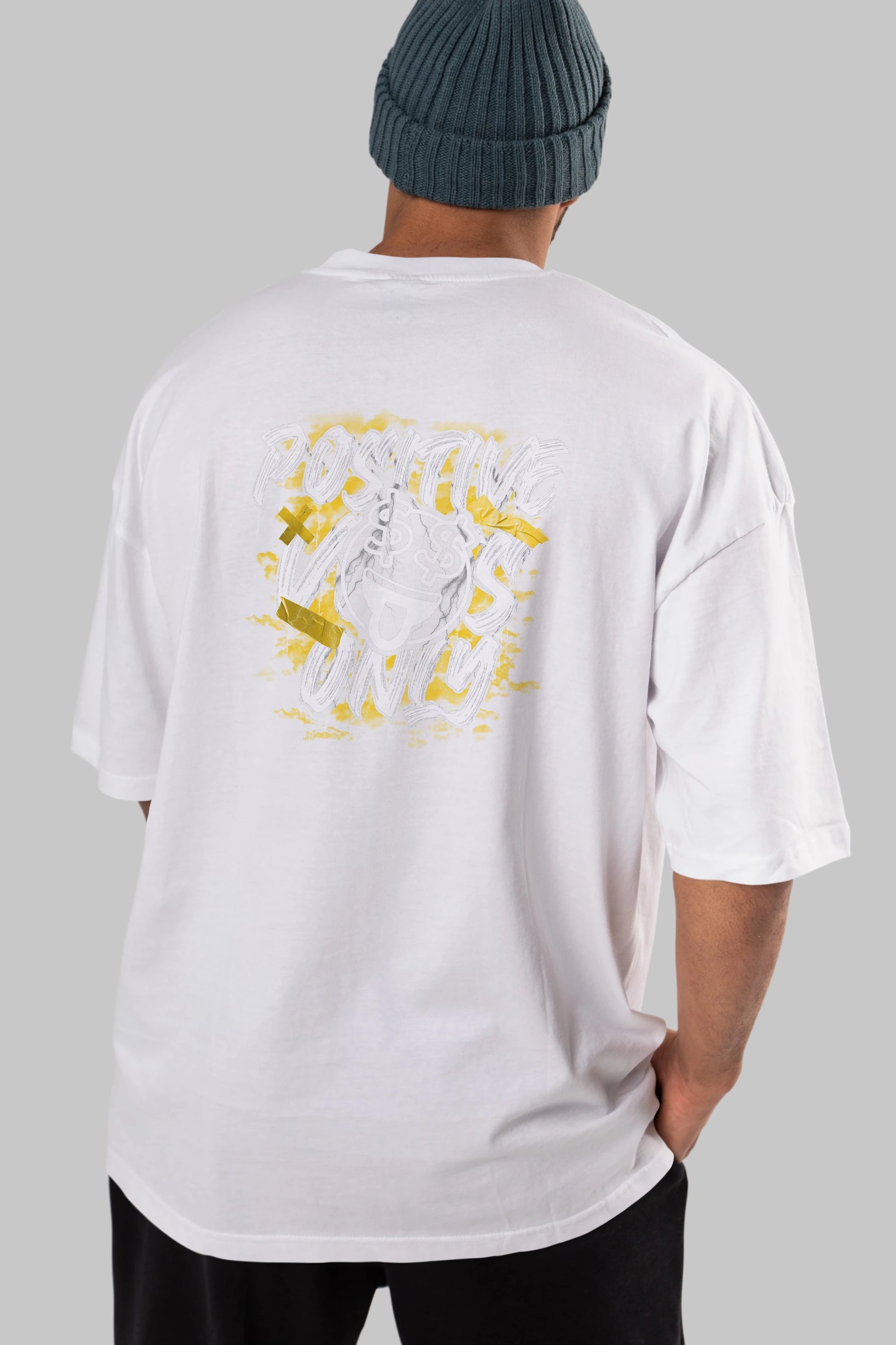 Positive Only Arka Baskılı Oversize t-shirt Erkek Kadın Unisex