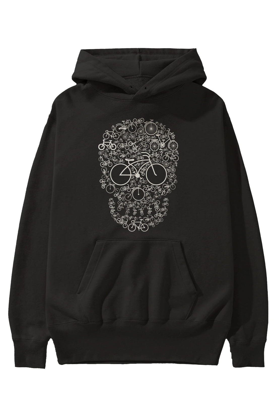 Bicycle Skull Ön Baskılı Hoodie Oversize Kapüşonlu Sweatshirt Erkek Kadın Unisex