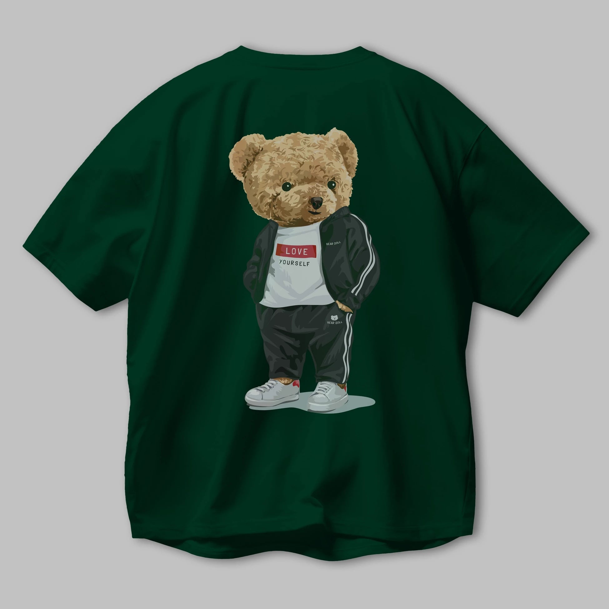 Teddy Bear Love Yourself Arka Baskılı Oversize t-shirt Erkek Kadın Unisex %100 Pamuk