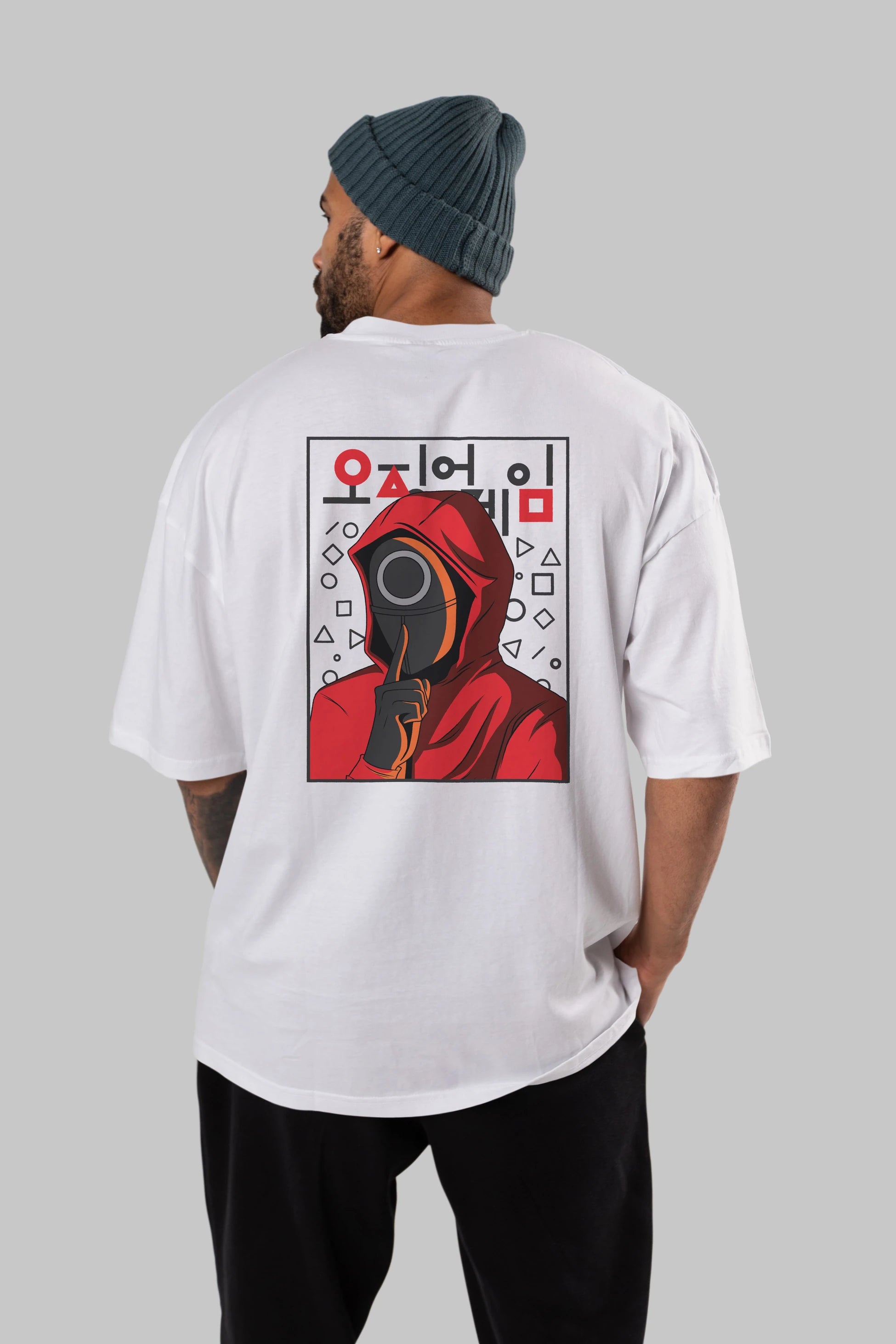 Squid Game (5) Arka Baskılı Oversize t-shirt Erkek Kadın Unisex %100 Pamuk Bisiklet Yaka tişort