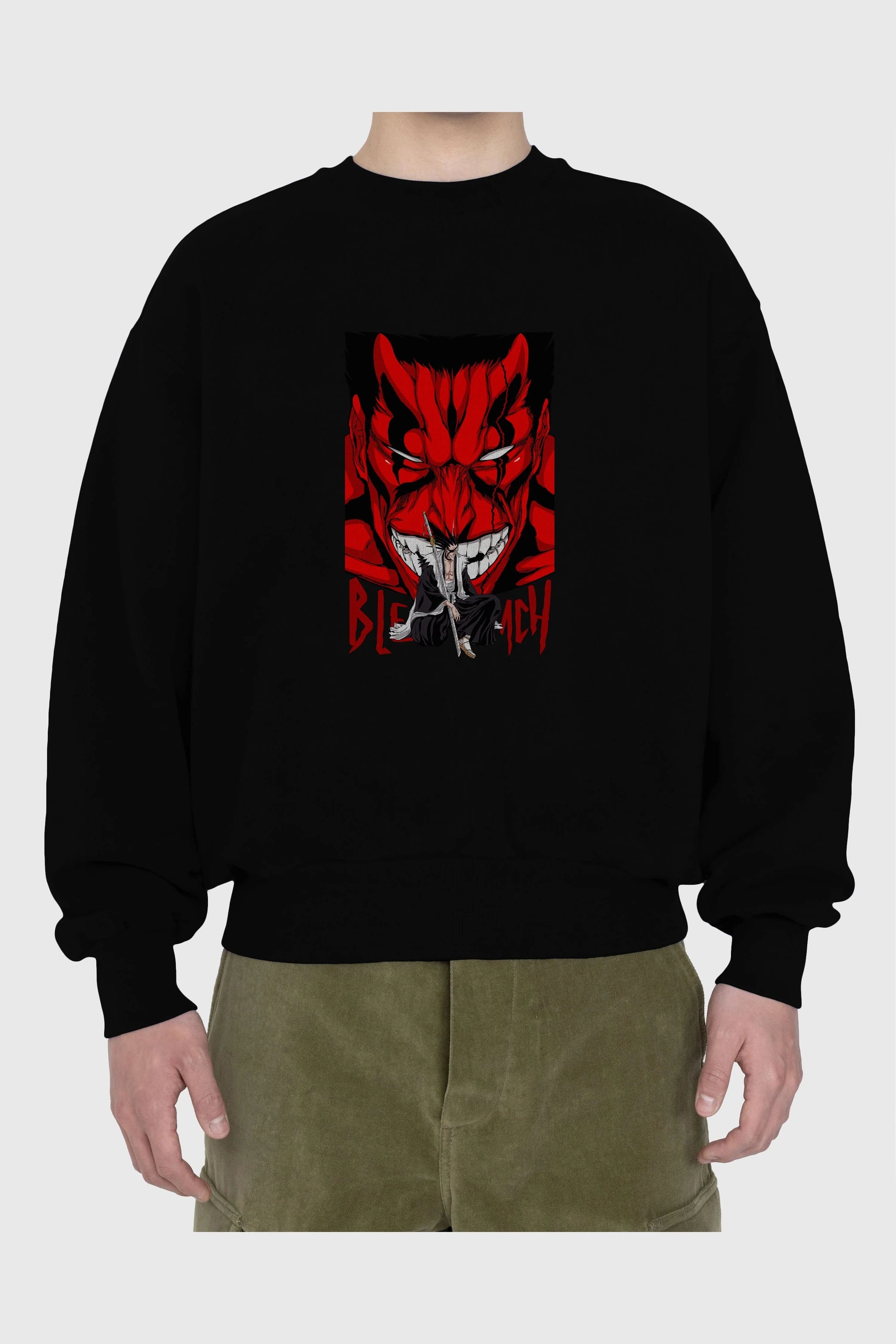 KENPACHI ZARAKI BLEACH Anime Ön Baskılı Oversize Sweatshirt Erkek Kadın Unisex