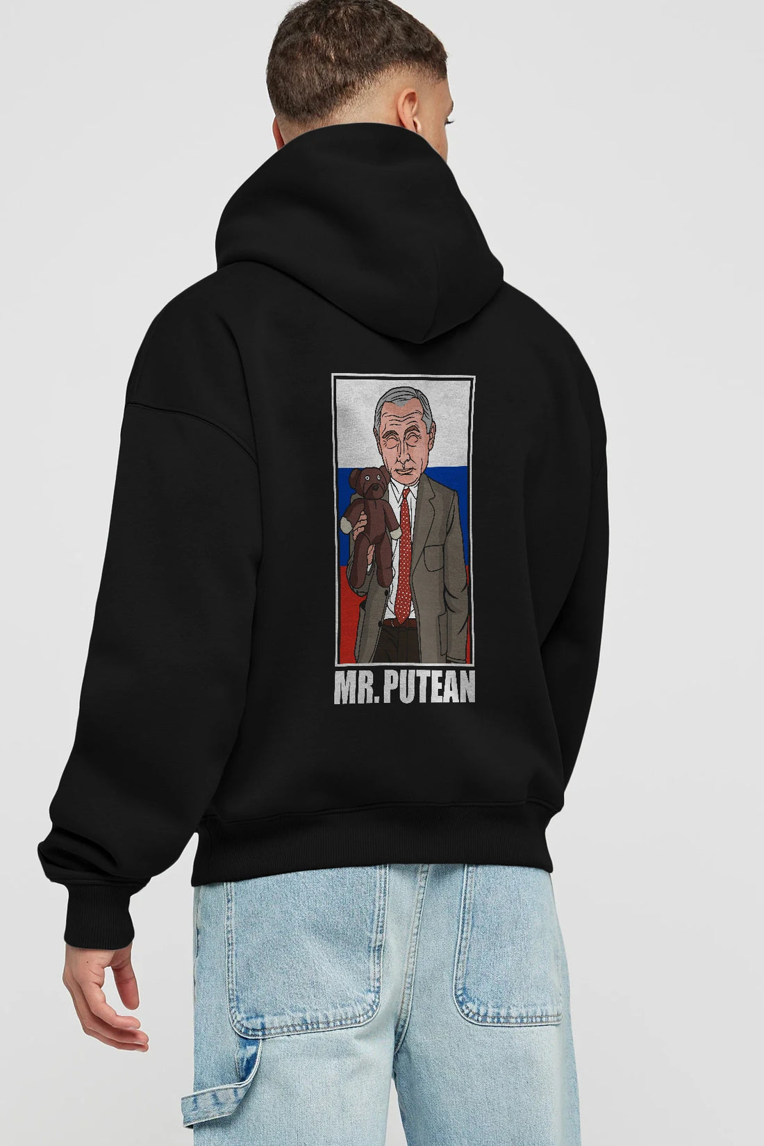 Mr Putean Arka Baskılı Hoodie Oversize Kapüşonlu Sweatshirt Erkek Kadın Unisex