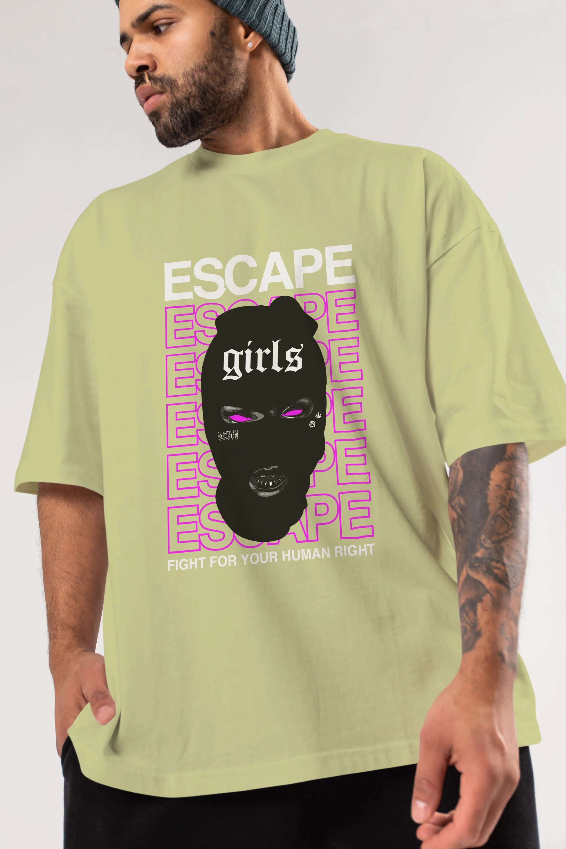 Escape Girl Ön Baskılı Oversize t-shirt Erkek Kadın Unisex