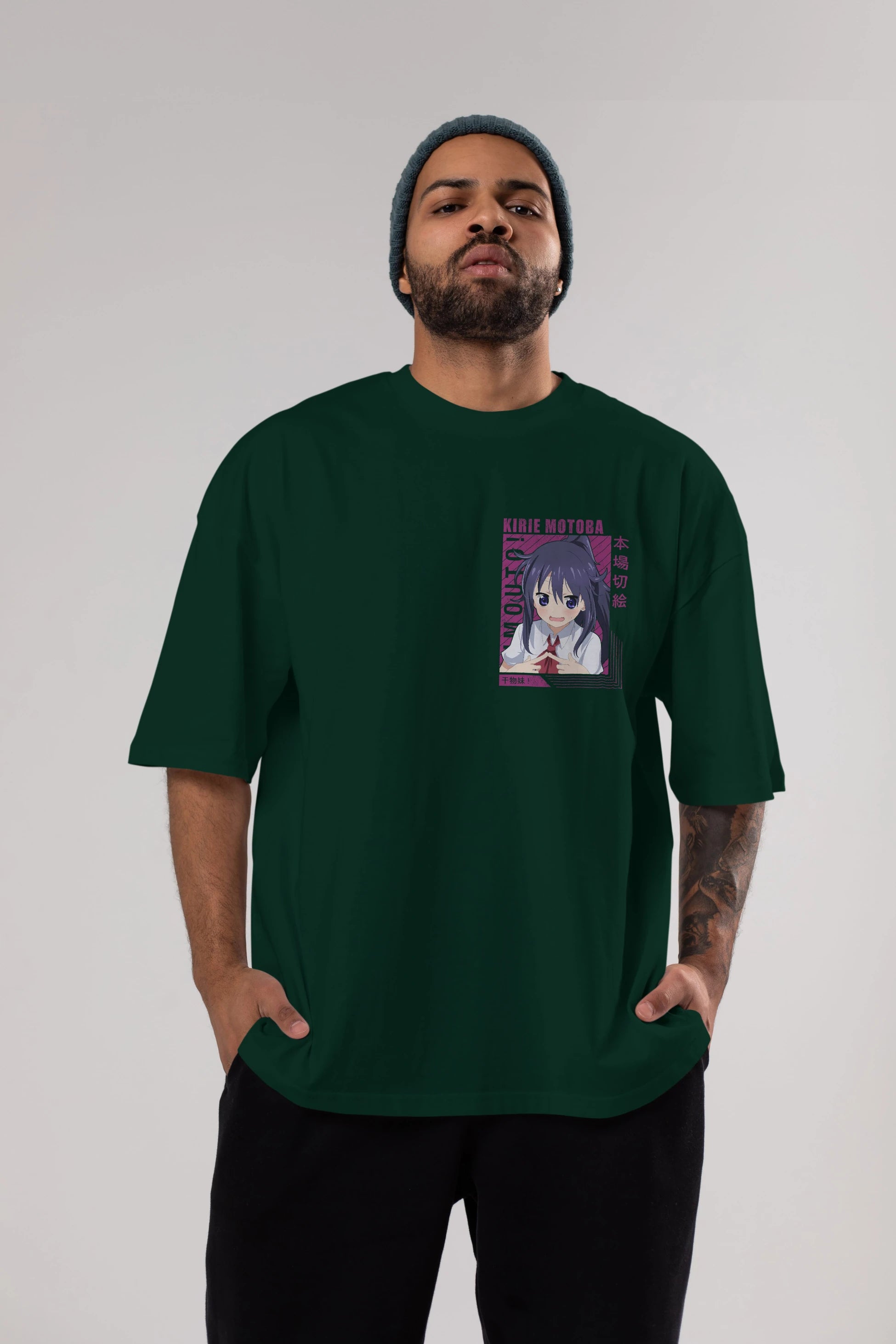 Kirie Motoba 4 Ön Sol Baskılı Oversize t-shirt Erkek Kadın Unisex %100 Pamuk Bisiklet Yaka tişort
