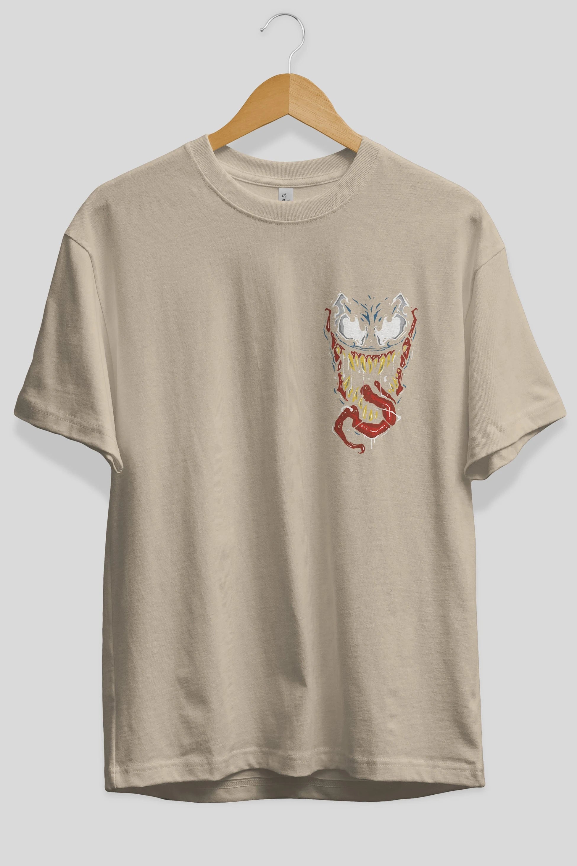 Venom (15) Ön Sol Baskılı Oversize t-shirt Erkek Kadın Unisex %100 Pamuk Bisiklet Yaka tişort