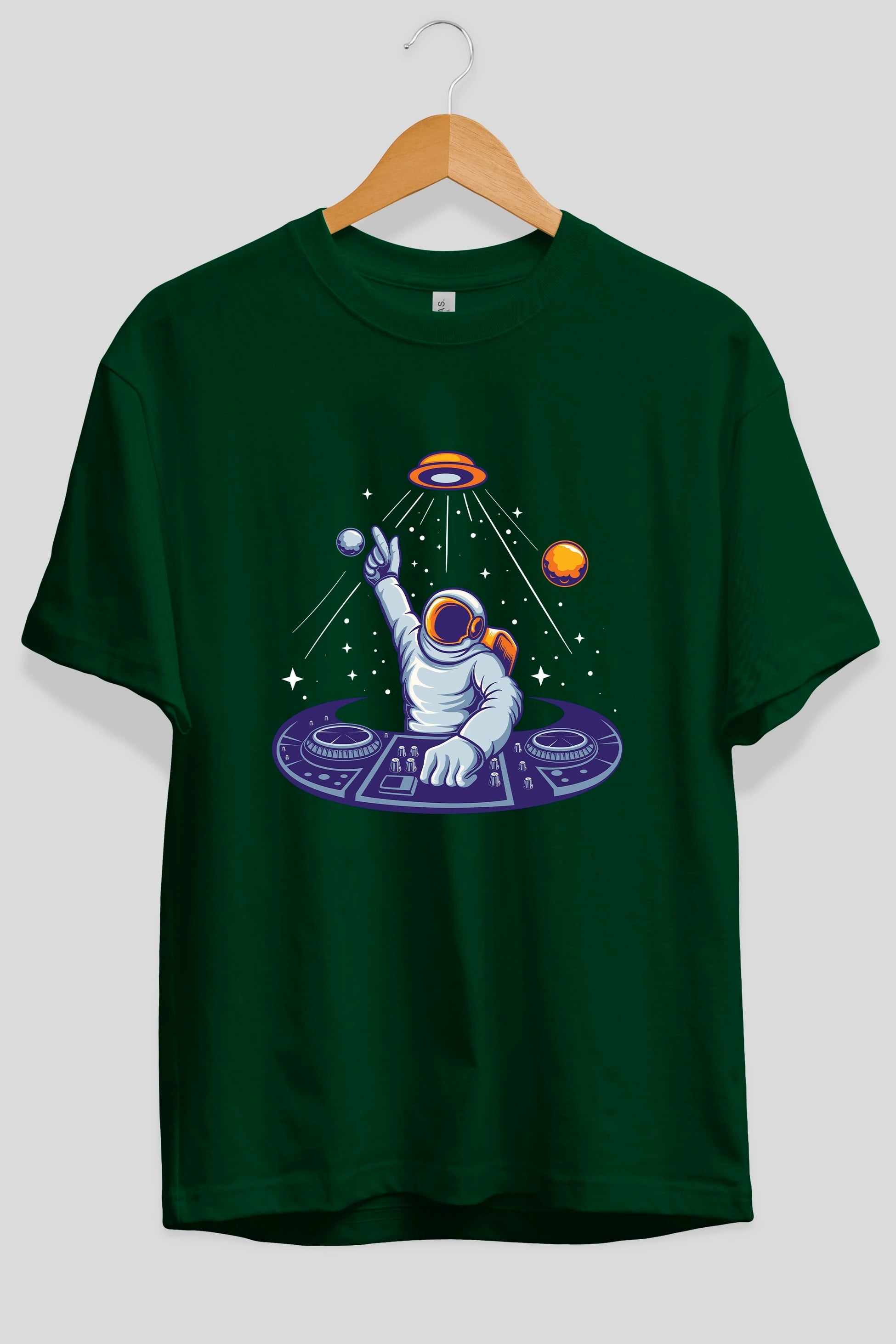 Astronaut Disk Jockey Party Ön Baskılı Oversize t-shirt Erkek Kadın Unisex