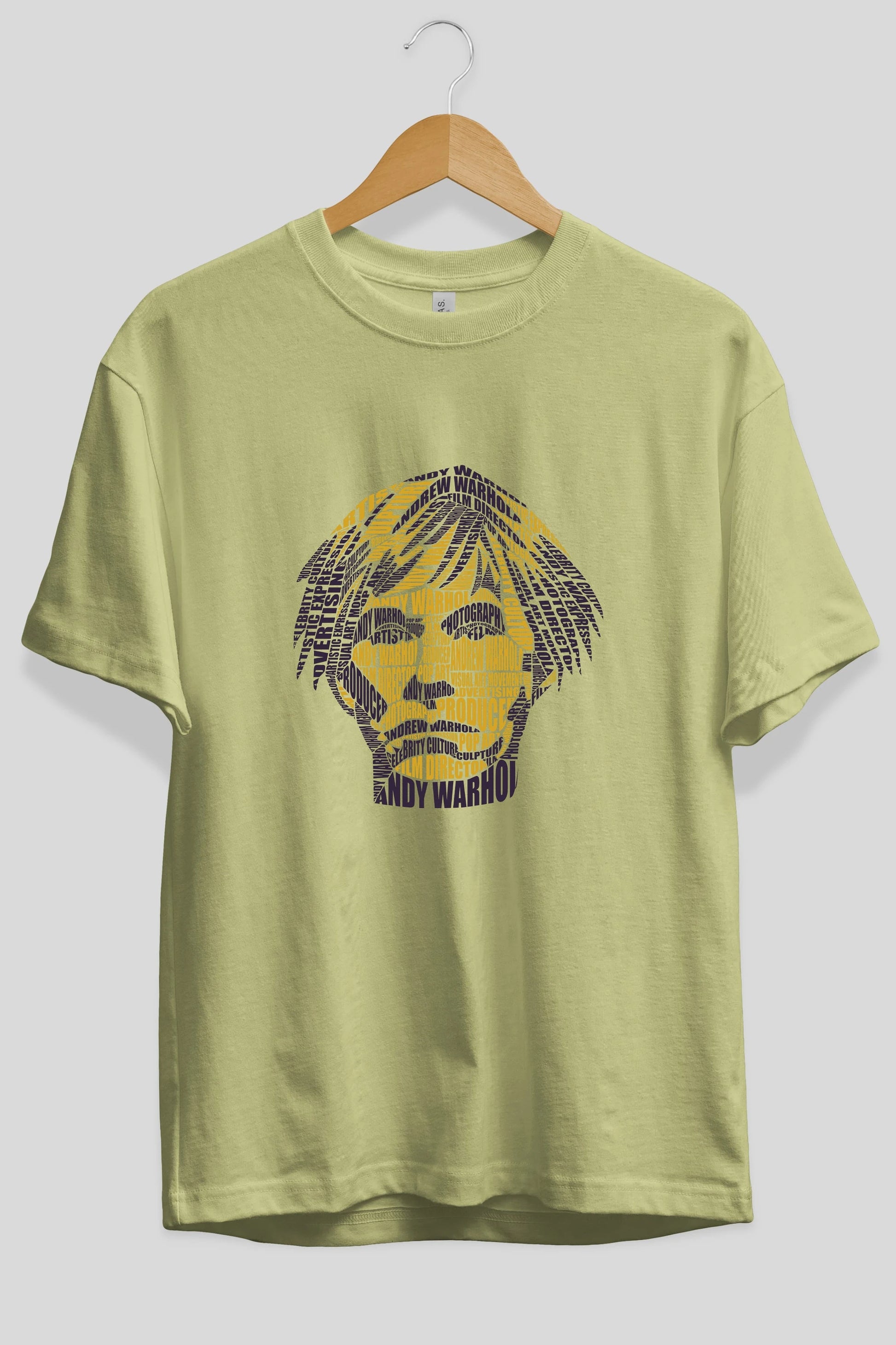 Andy Warhol Calligram Ön Baskılı Oversize t-shirt %100 pamuk Erkek Kadın Unisex