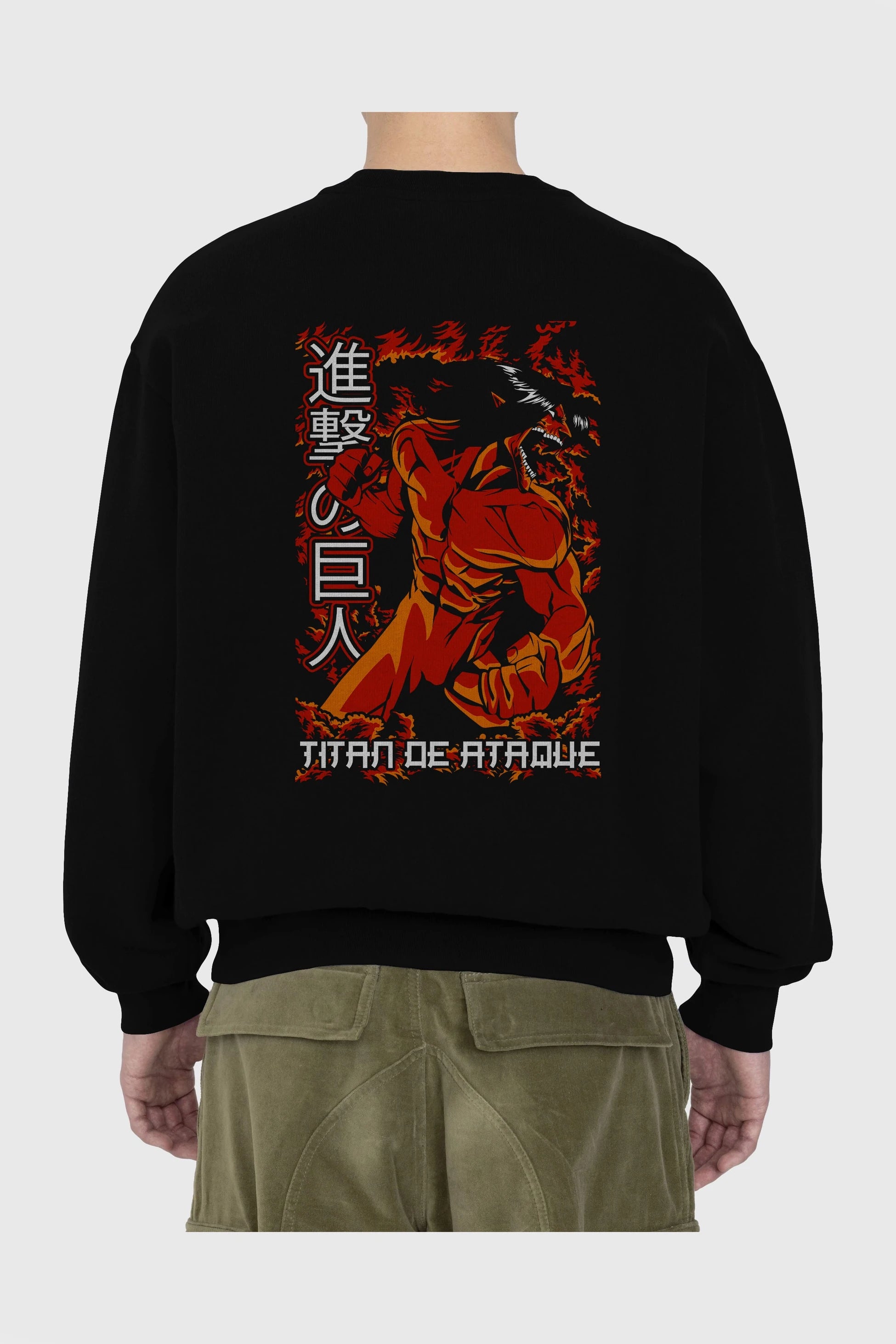 Eren Yeager Arka Baskılı Anime Oversize Sweatshirt Erkek Kadın Unisex