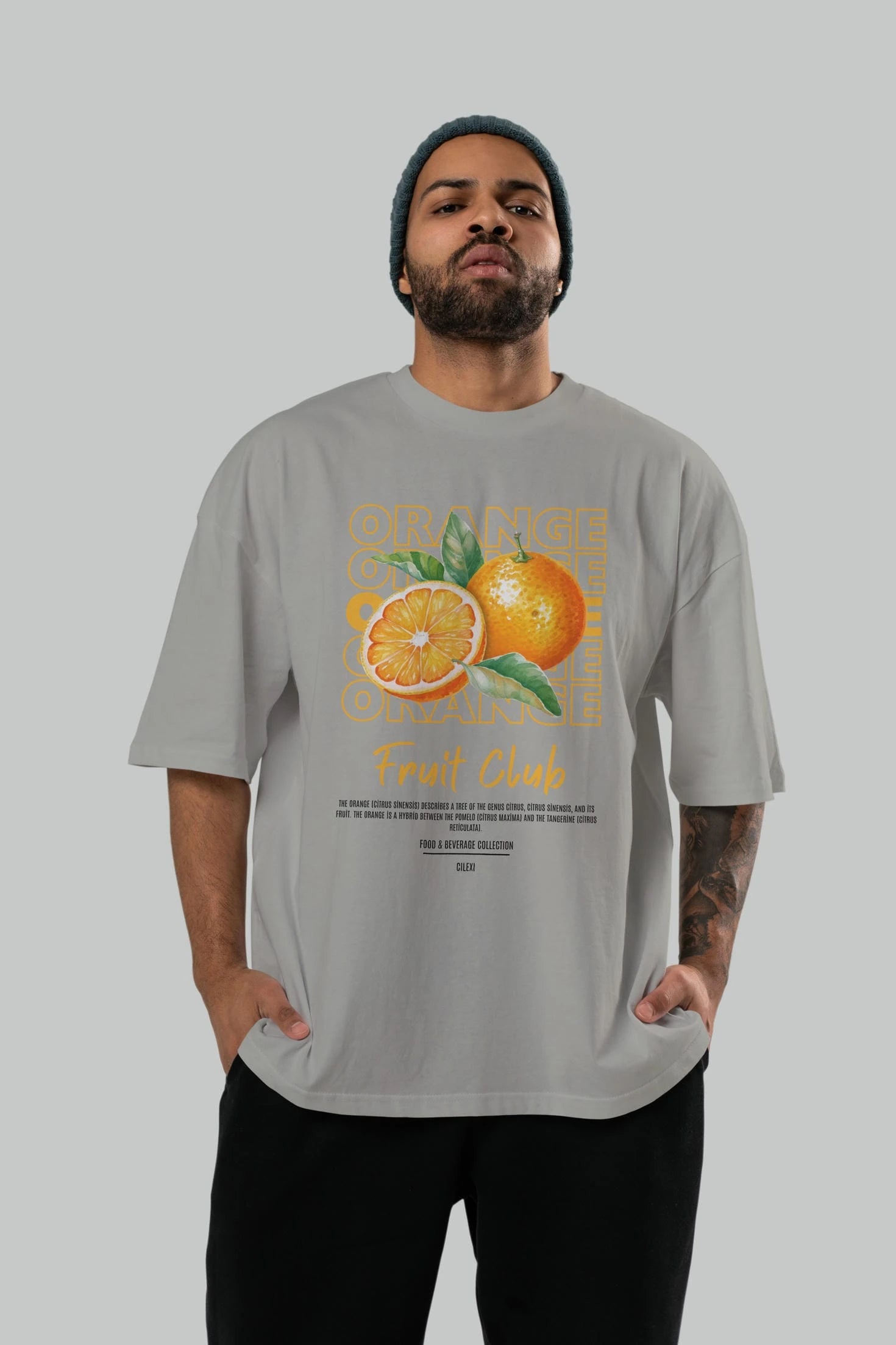 Orange Ön Baskılı Oversize t-shirt Erkek Kadın Pamuk Bisiklet Yaka tişort