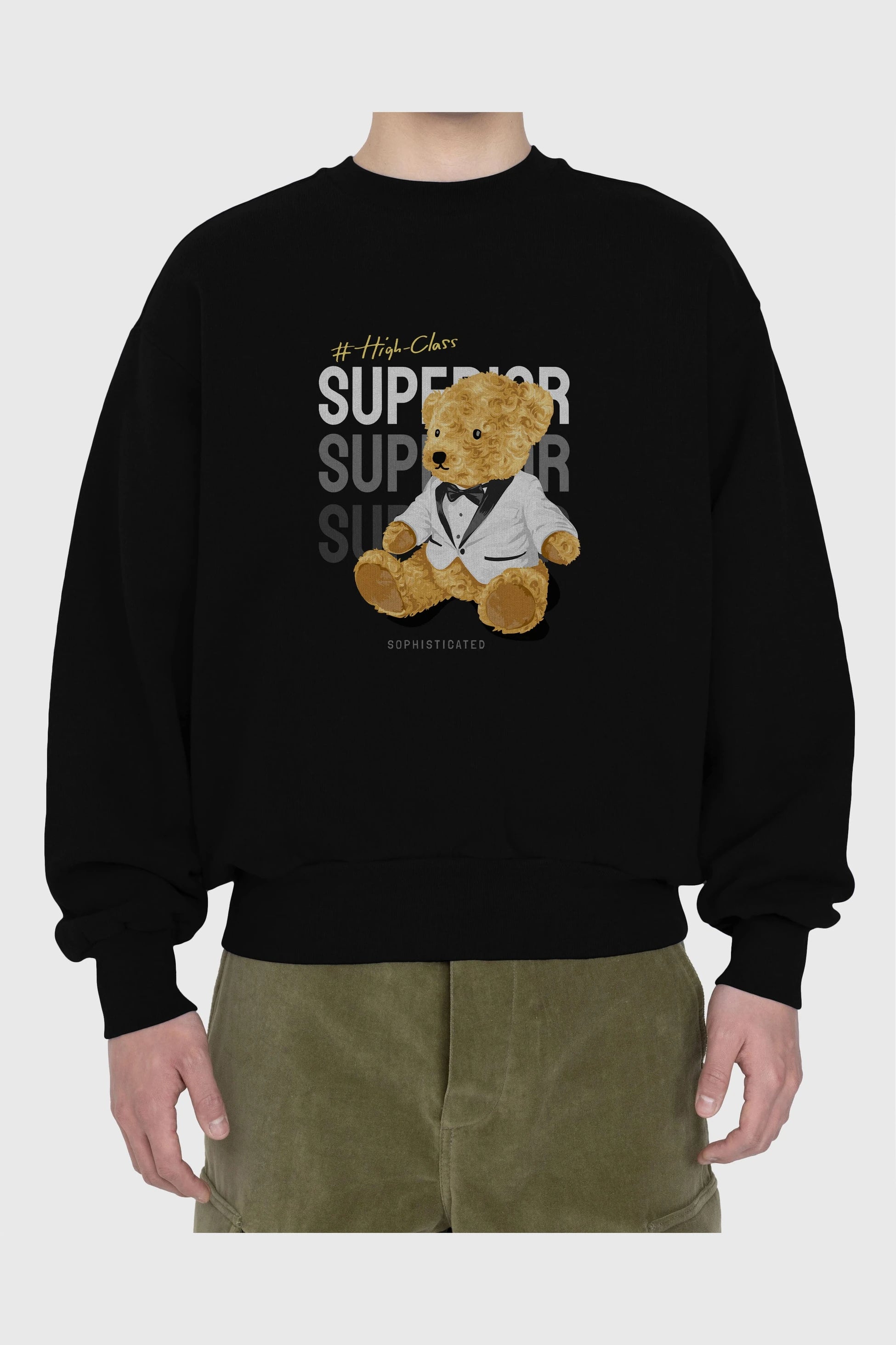 Teddy Bear Superior Ön Baskılı Oversize Sweatshirt Erkek Kadın Unisex