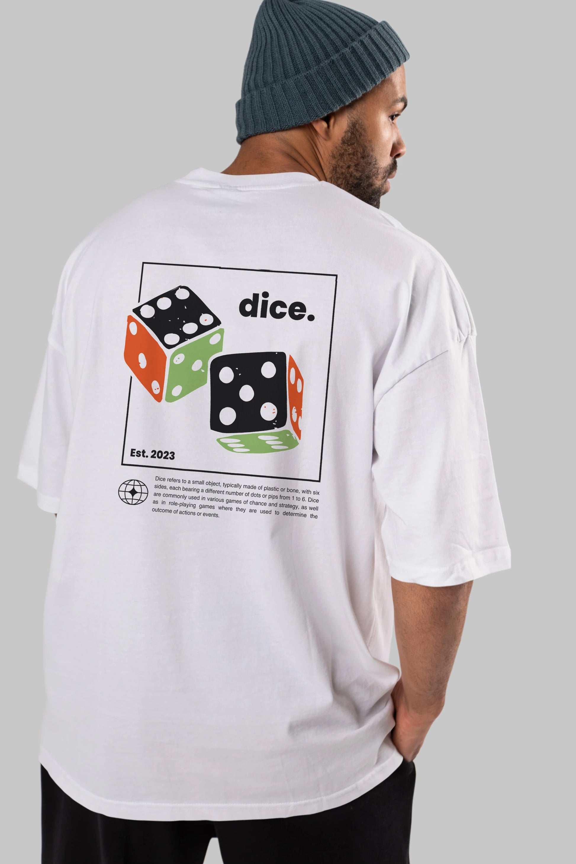 Dice Yazılı Arka Baskılı Oversize t-shirt Erkek Kadın Unisex