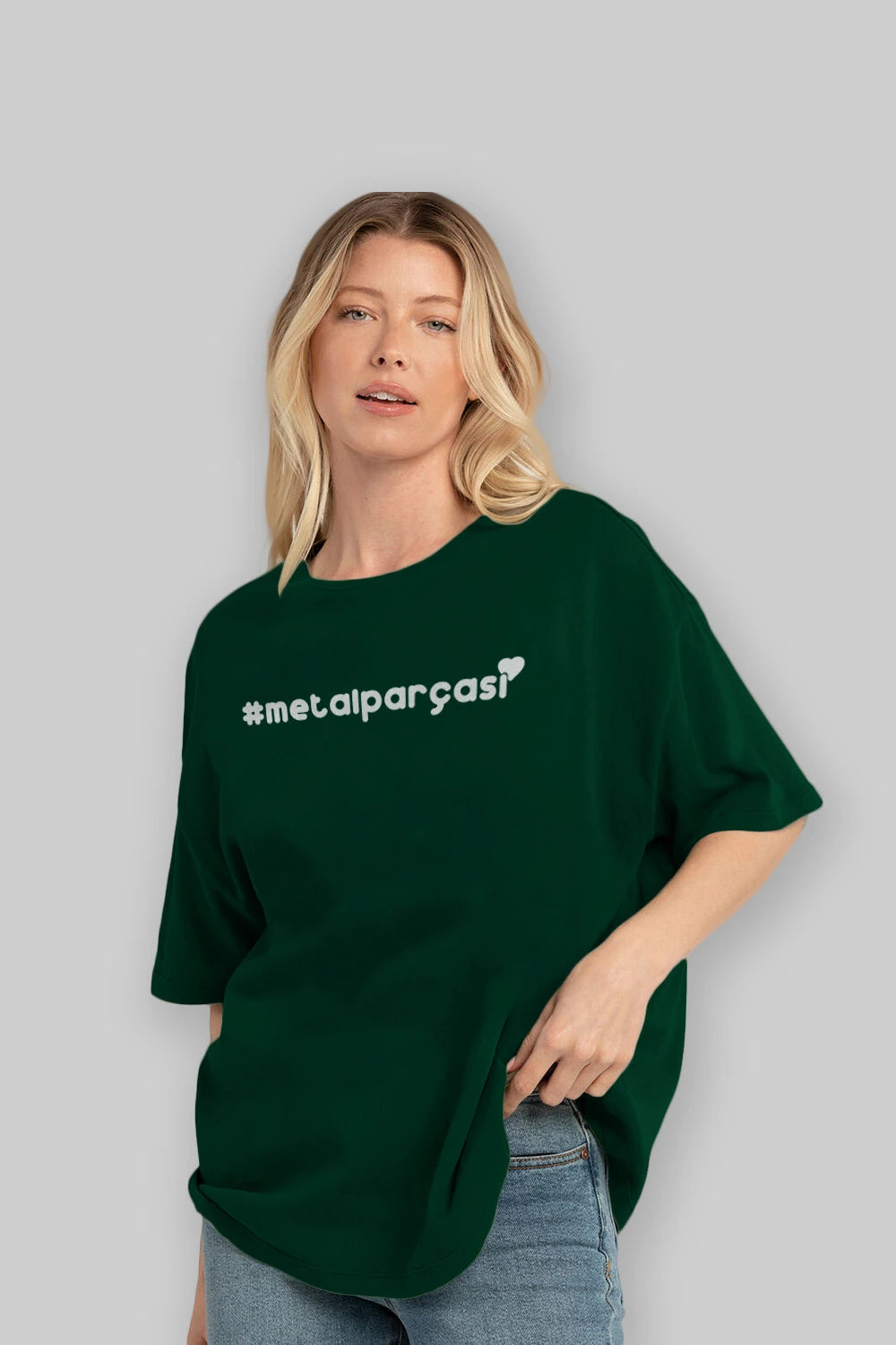 Metalparçası Ön Baskılı Oversize t-shirt %100 pamuk Erkek Kadın Unisex
