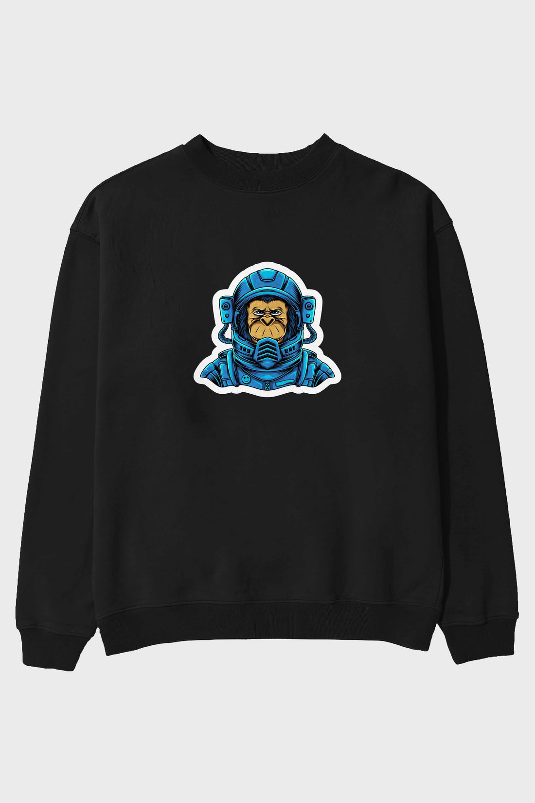 Astromonkey Sticker Ön Baskılı Oversize Sweatshirt Erkek Kadın Unisex