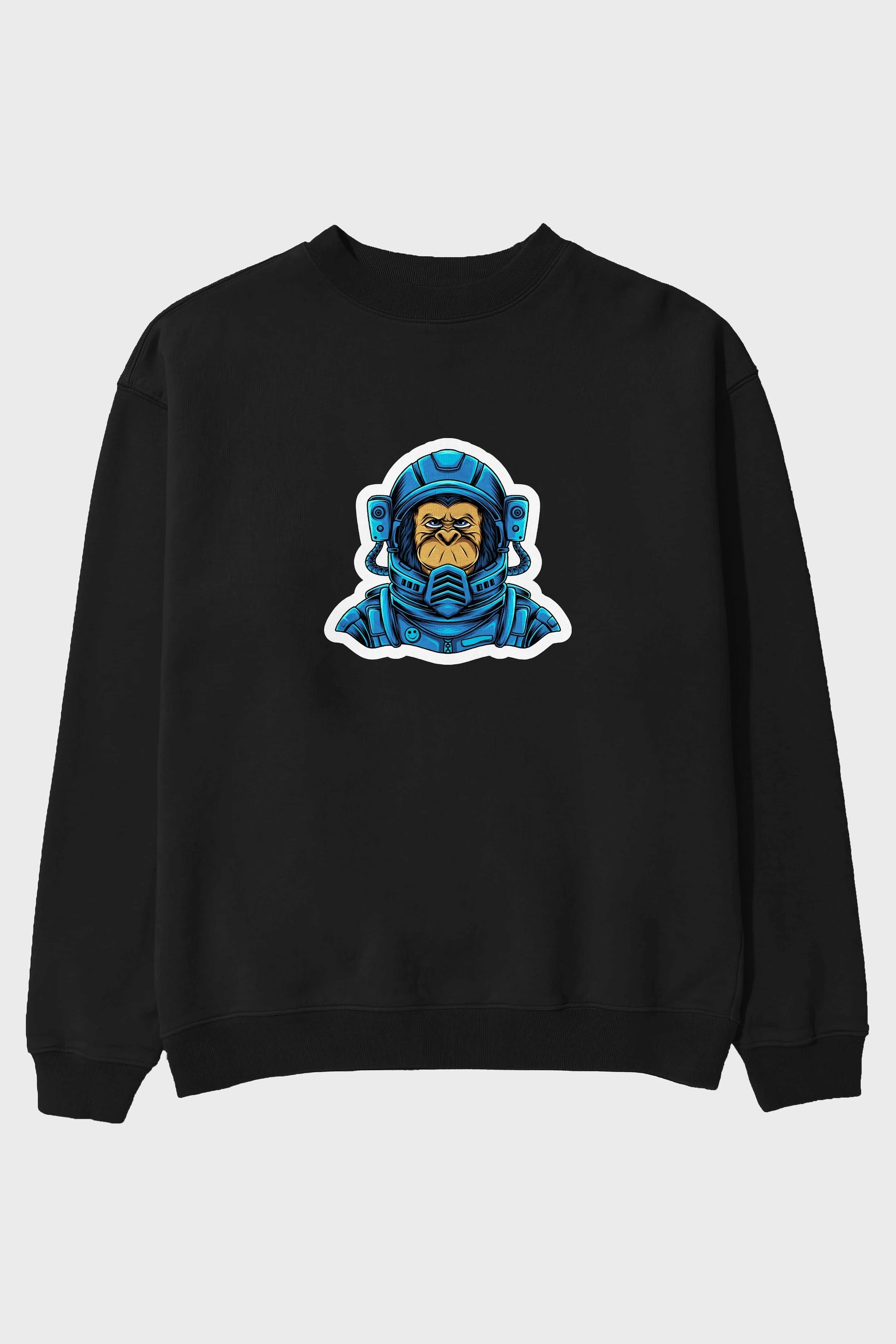 Astromonkey Sticker Ön Baskılı Oversize Sweatshirt Erkek Kadın Unisex