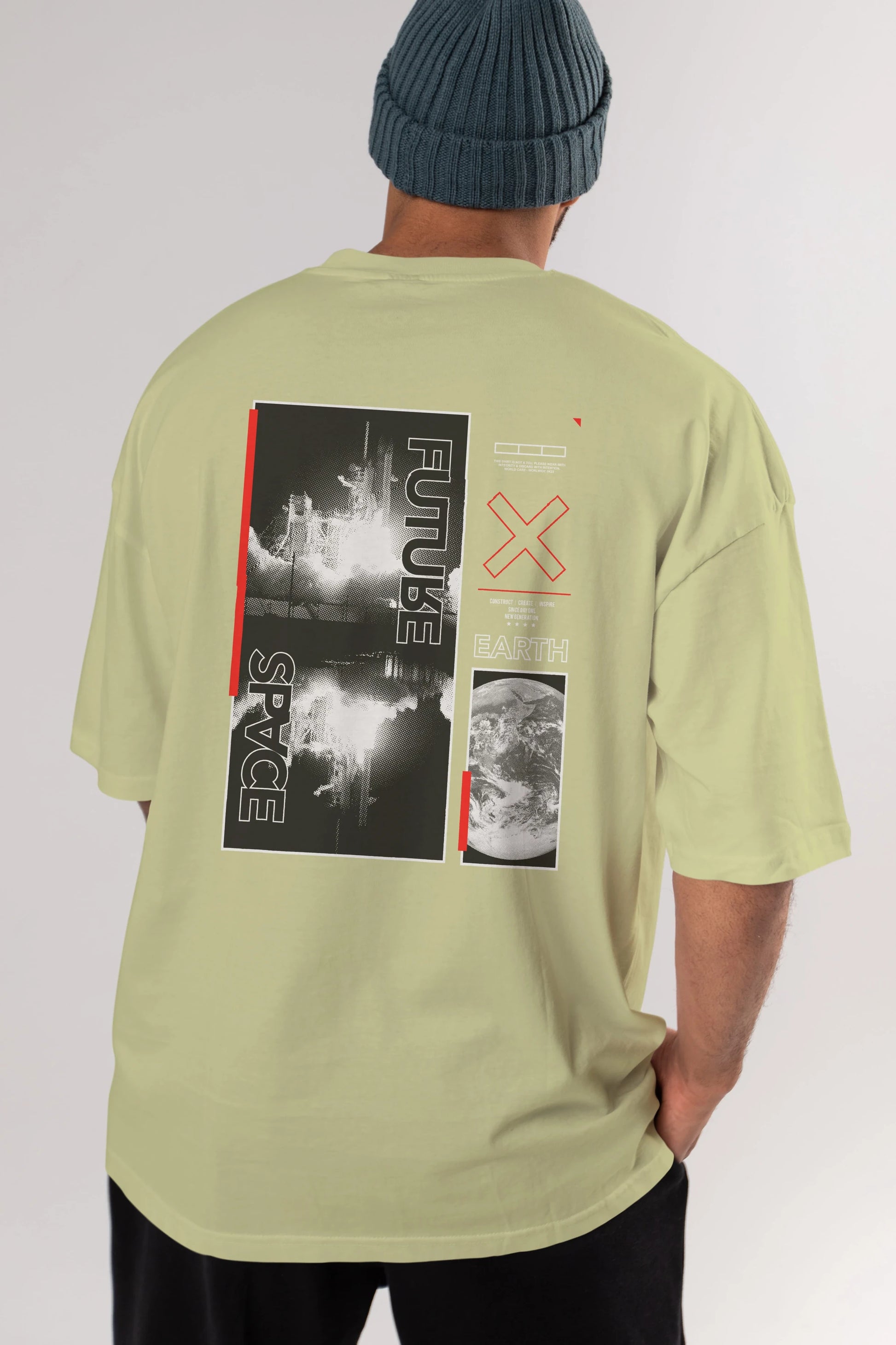Future Space Arka Baskılı Oversize t-shirt Erkek Kadın Unisex