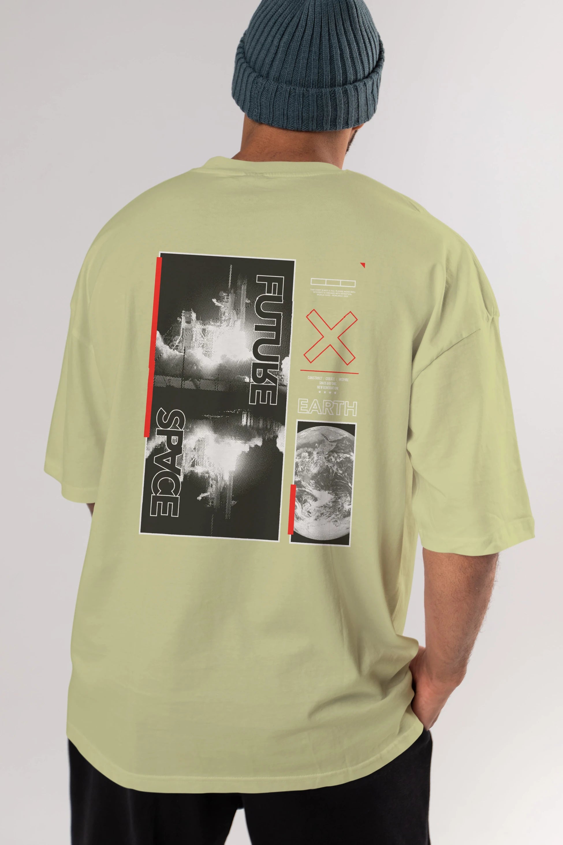 Future Space Arka Baskılı Oversize t-shirt Erkek Kadın Unisex
