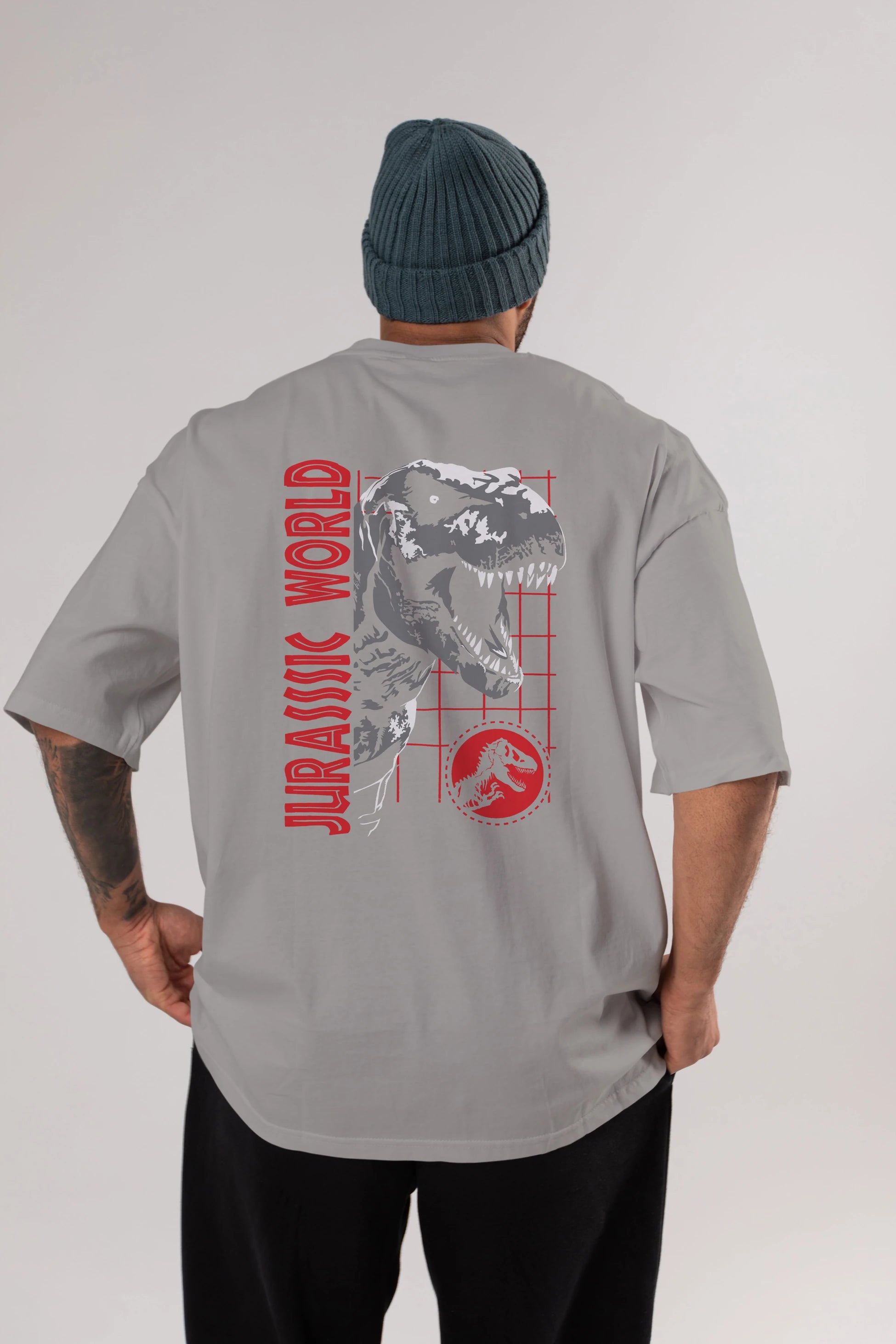 Jurassic Park (2) Arka Baskılı Oversize t-shirt Erkek Kadın Unisex %100 Pamuk Bisiklet Yaka tişort