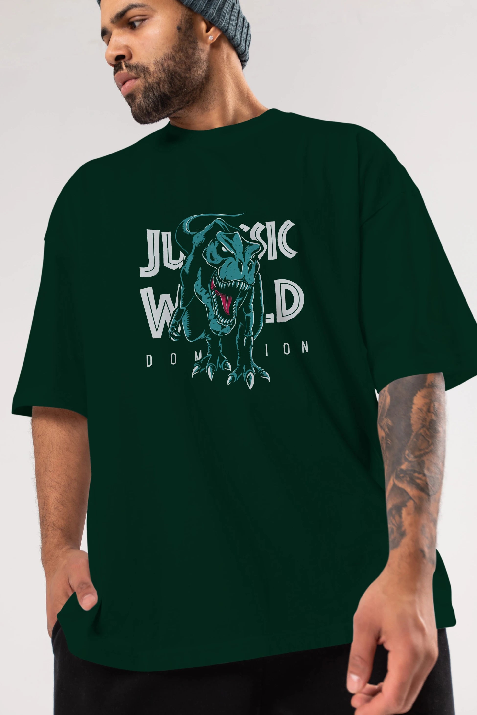 Jurassic Park (1) Ön Baskılı Oversize t-shirt Erkek Kadın Unisex %100 Pamuk Bisiklet Yaka tişort