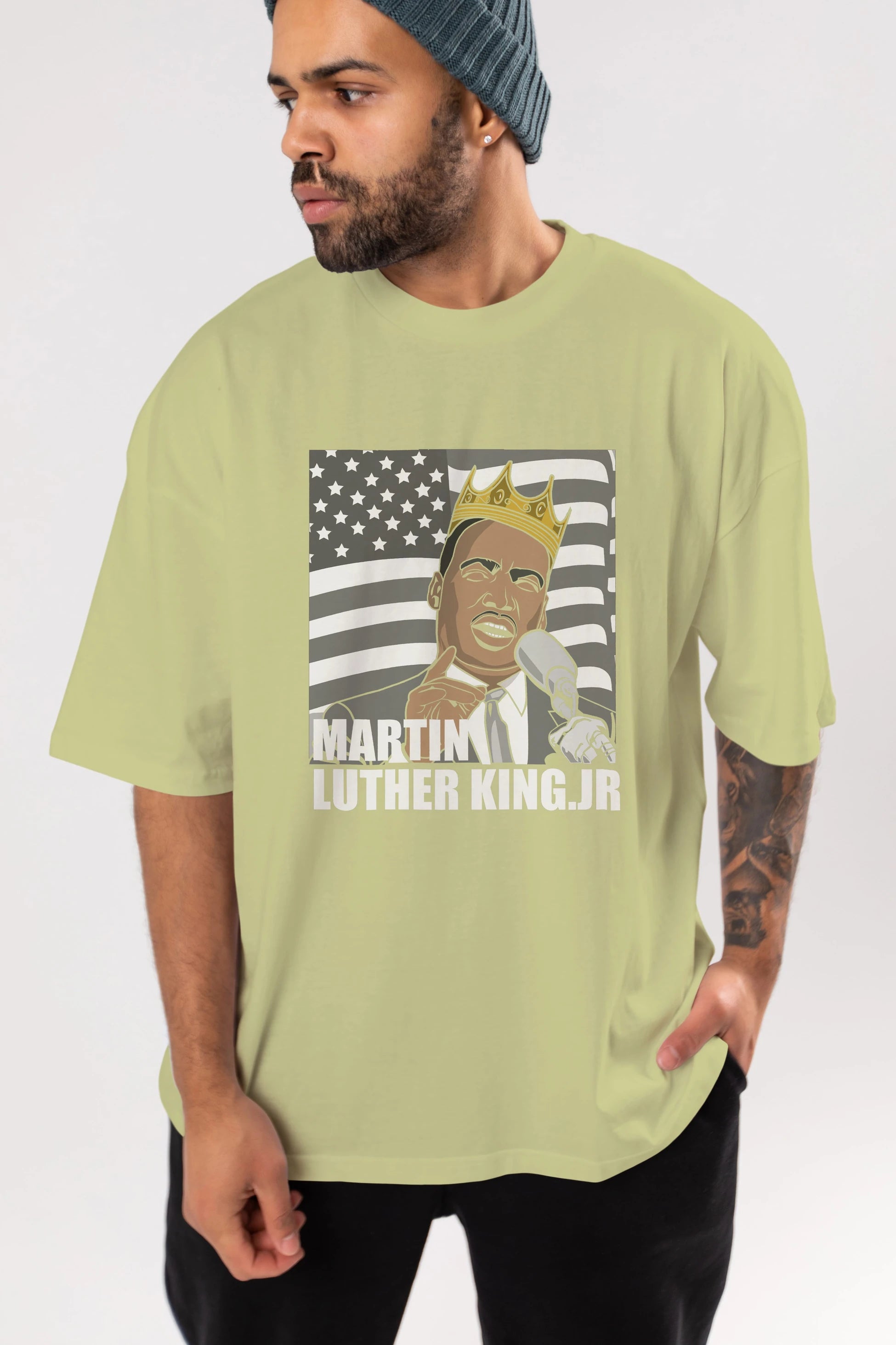 Luther King Ön Baskılı Oversize t-shirt Erkek Kadın Unisex %100 Pamuk tişort