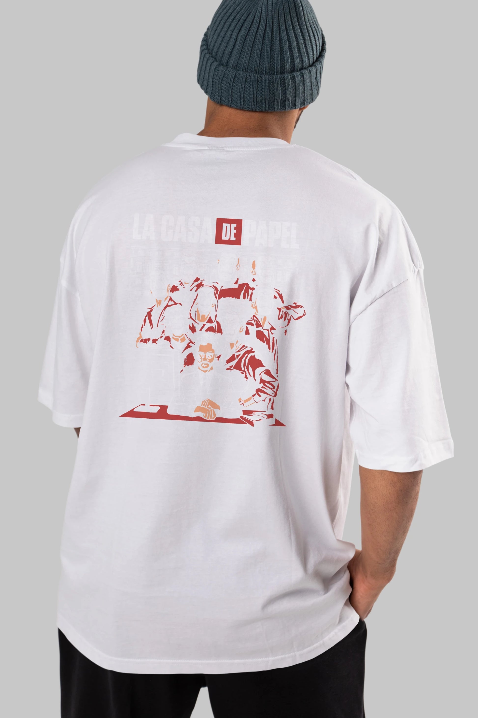 La Casa De Papel (5) Arka Baskılı Oversize t-shirt Erkek Kadın Unisex %100 Pamuk Bisiklet Yaka tişort