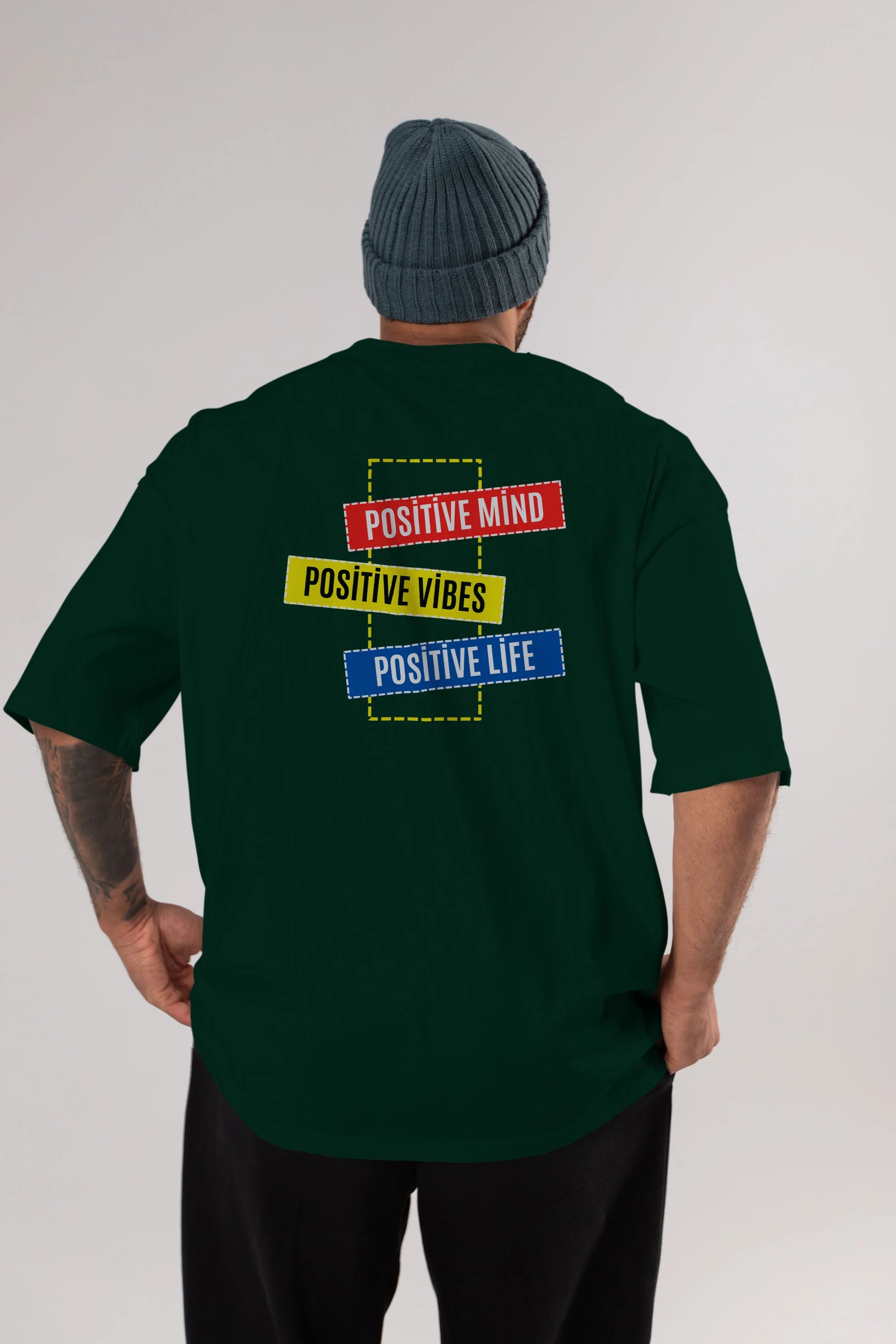 Positive Mind Vibes Lifes Arka Baskılı Oversize t-shirt Erkek Kadın Unisex