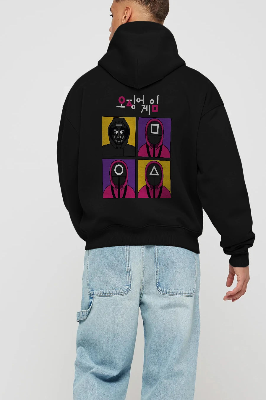Squid Game (1) Arka Baskılı Hoodie Oversize Kapüşonlu Sweatshirt Erkek Kadın Unisex