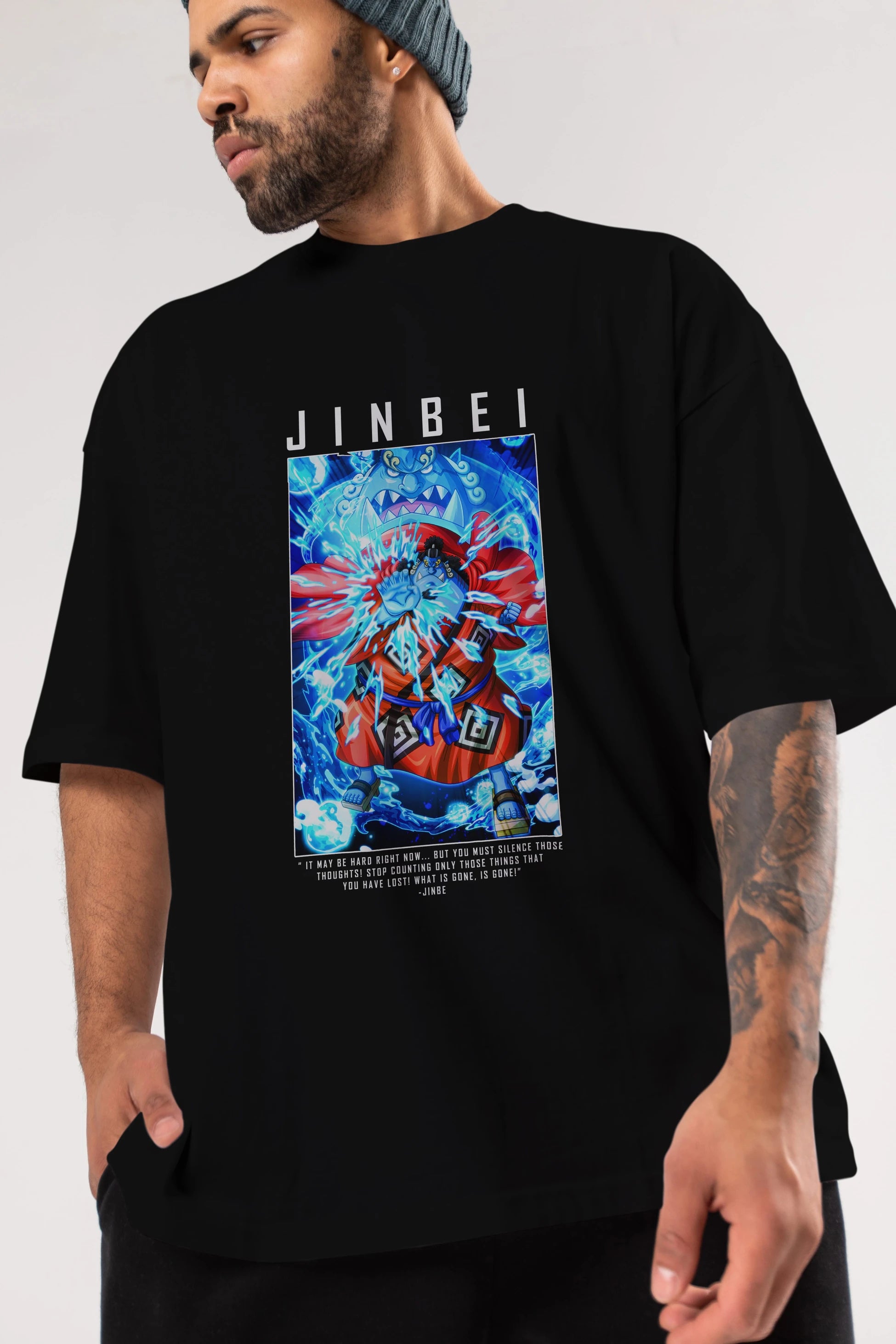 Jinbei Anime Ön Baskılı Oversize t-shirt Erkek Kadın Unisex