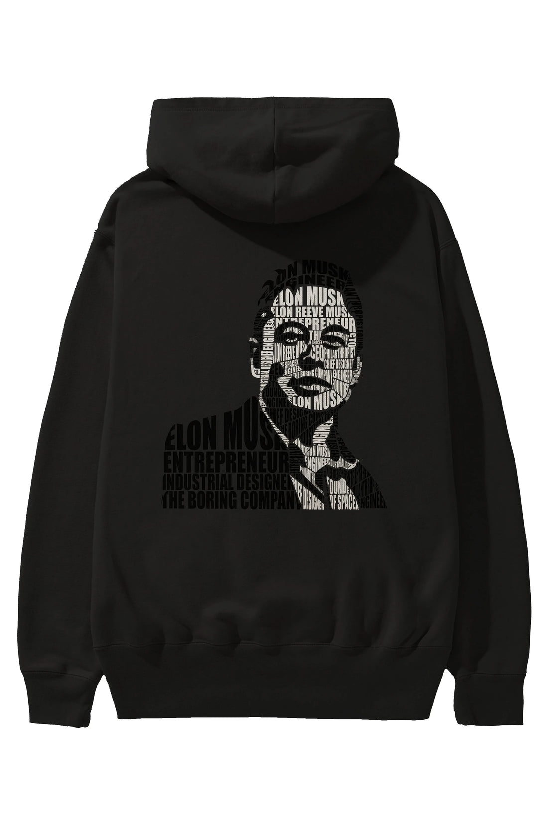 Elon Musk Calligram Arka Baskılı Hoodie Oversize Kapüşonlu Sweatshirt Erkek Kadın Unisex