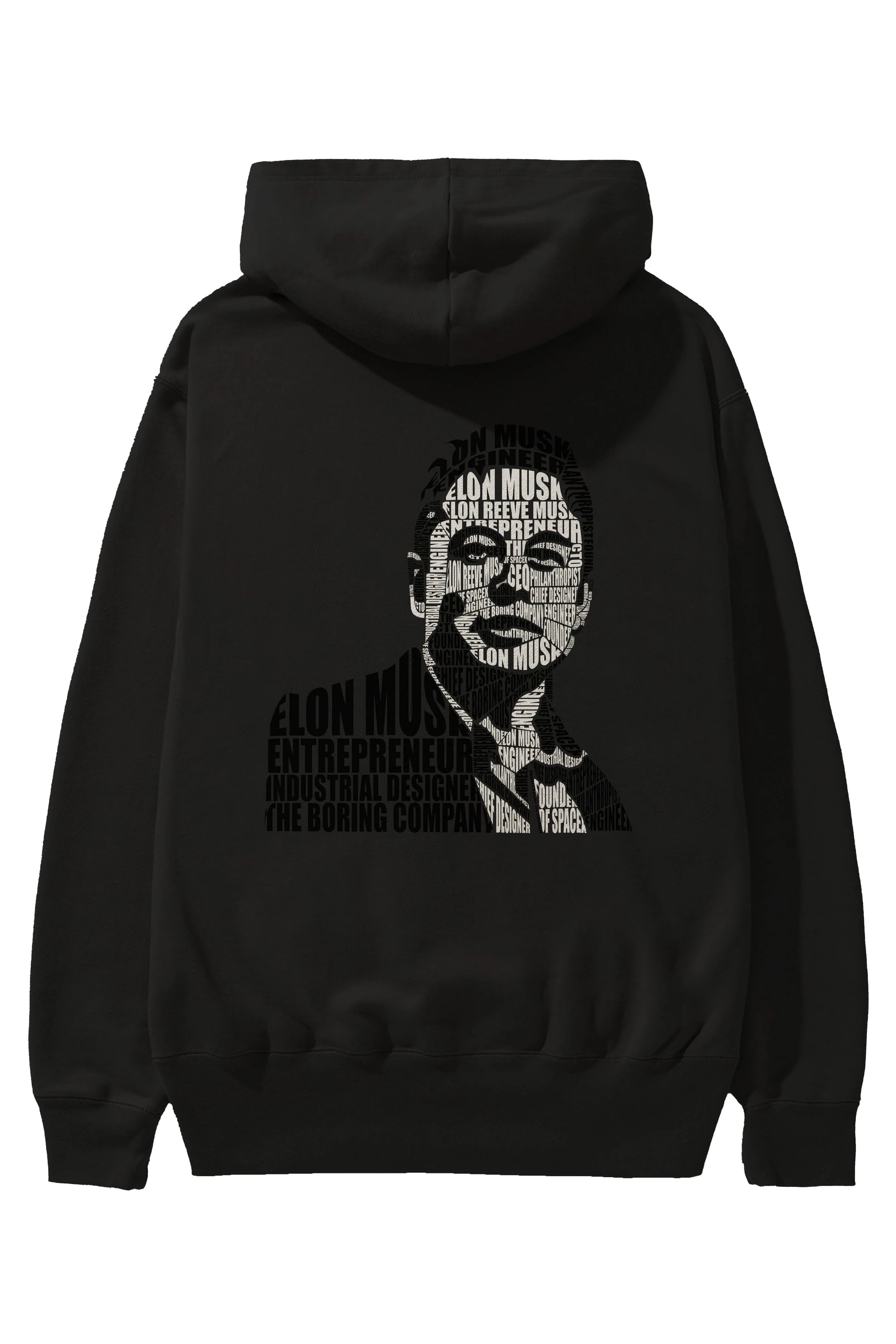 Elon Musk Calligram Arka Baskılı Hoodie Oversize Kapüşonlu Sweatshirt Erkek Kadın Unisex