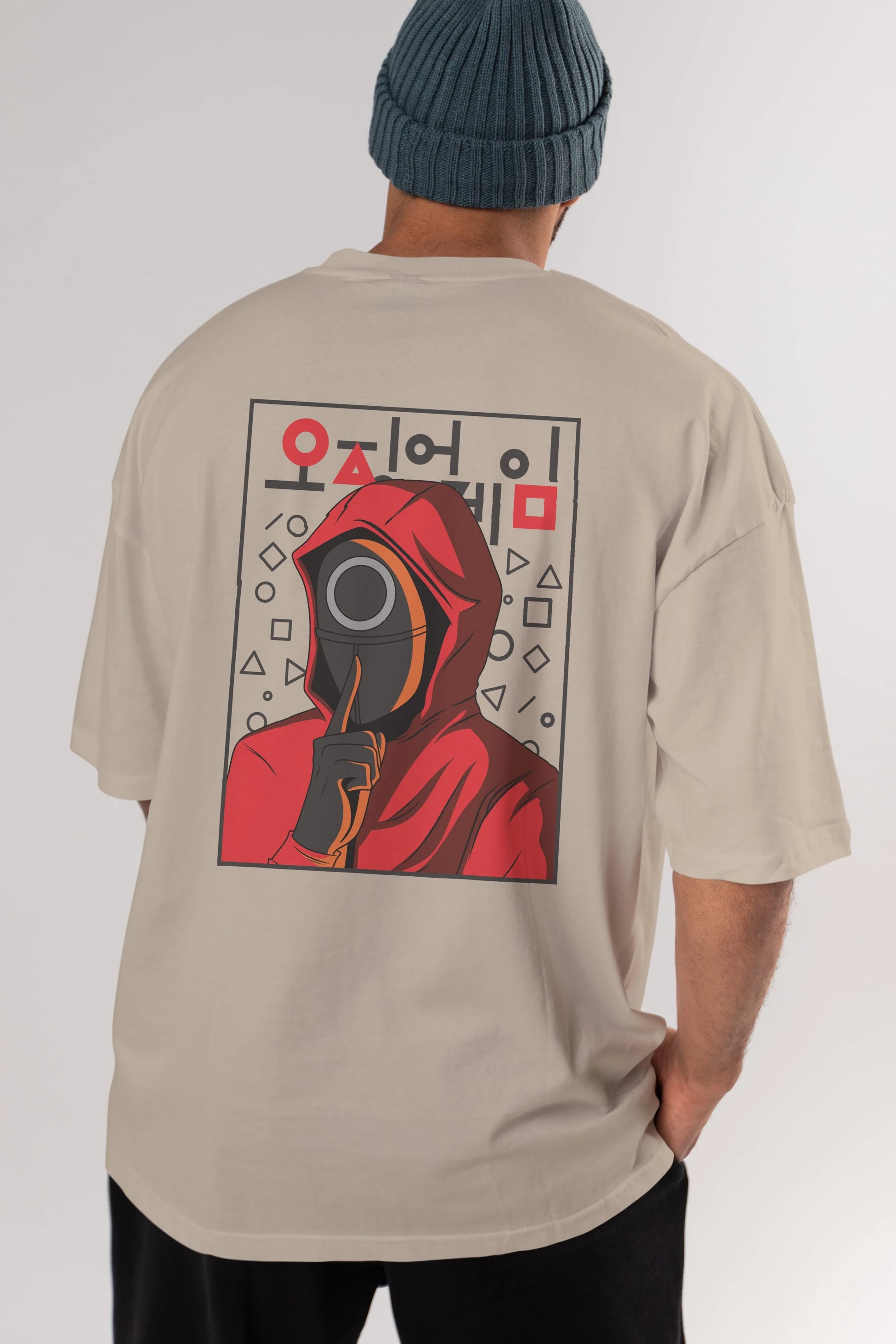 Squid Game (5) Arka Baskılı Oversize t-shirt Erkek Kadın Unisex %100 Pamuk Bisiklet Yaka tişort