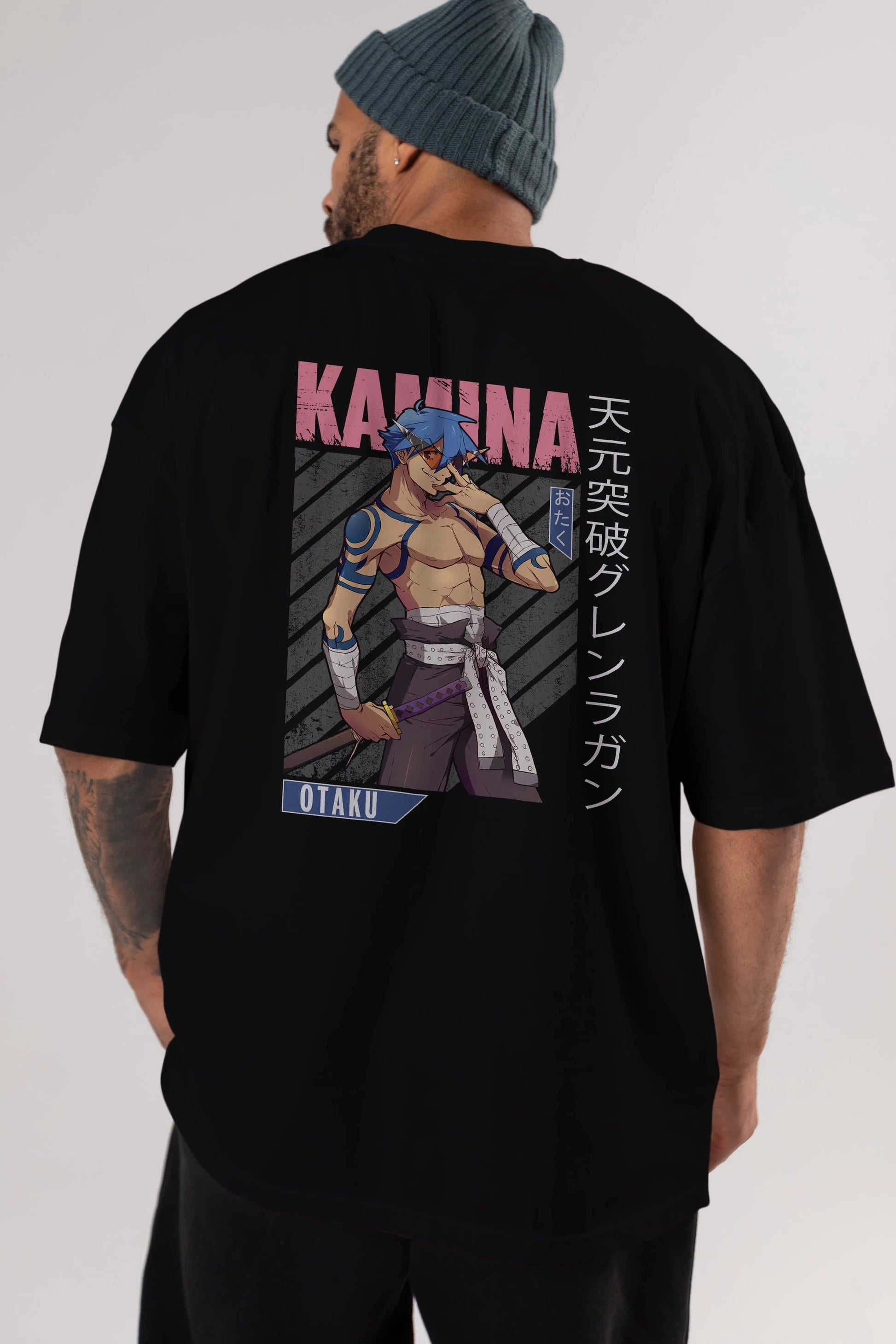 Kamina 5 Anime Arka Baskılı Oversize t-shirt Erkek Kadın Unisex
