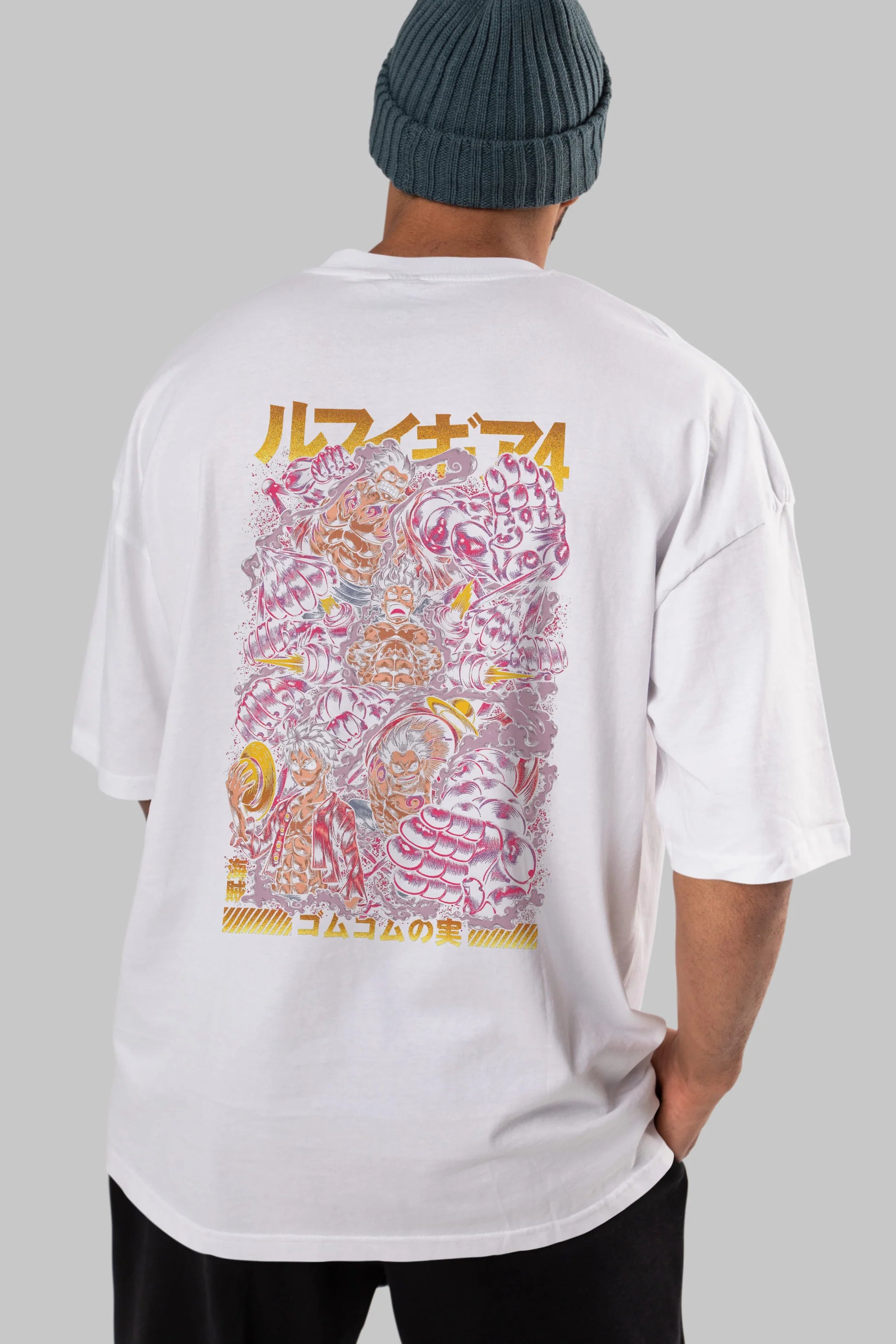 MONKEY D. LUFFY (2) Anime Arka Baskılı Oversize t-shirt Erkek Kadın Unisex