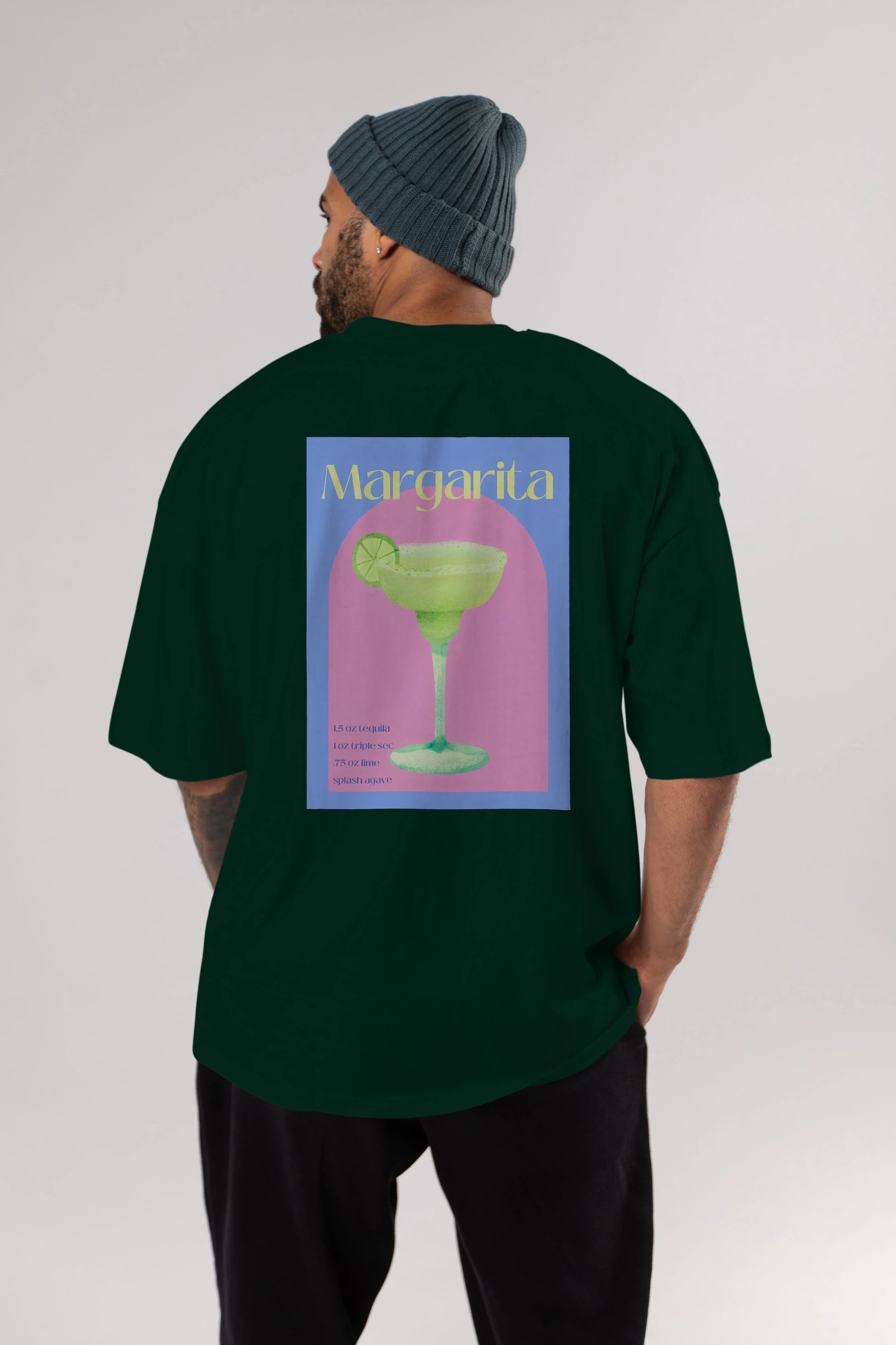 Margarita 6 Arka Baskılı Oversize t-shirt Erkek Kadın Unisex %100 Pamuk Bisiklet Yaka tişort