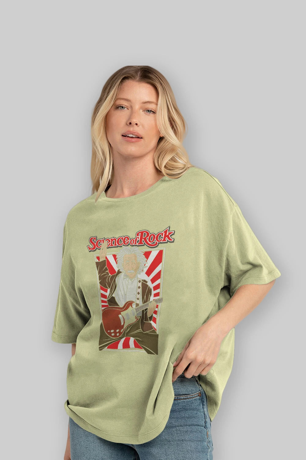 Einstein Science Of Rock Ön Baskılı Oversize t-shirt Erkek Kadın Unisex %100 Pamuk tişort
