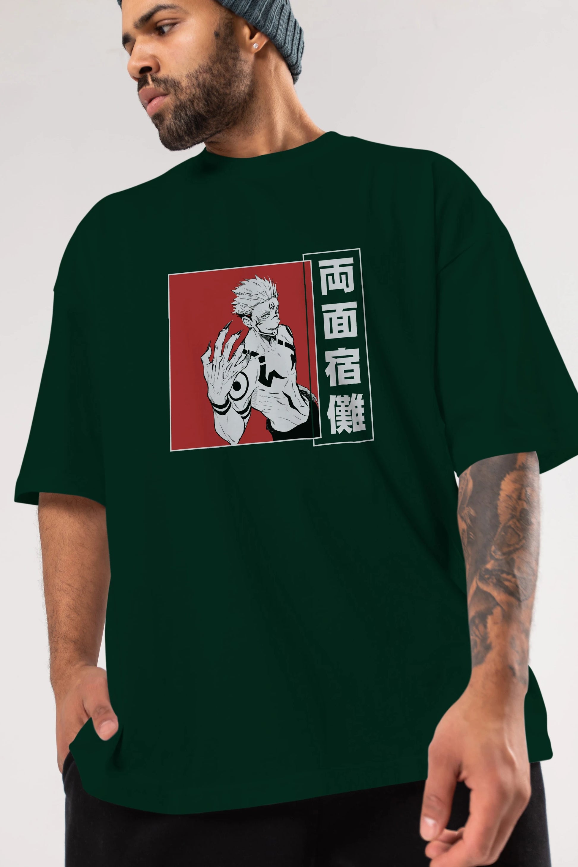 Sukuna Ryoumen 2 Anime Ön Baskılı Oversize t-shirt %100 pamuk Erkek Kadın Unisex