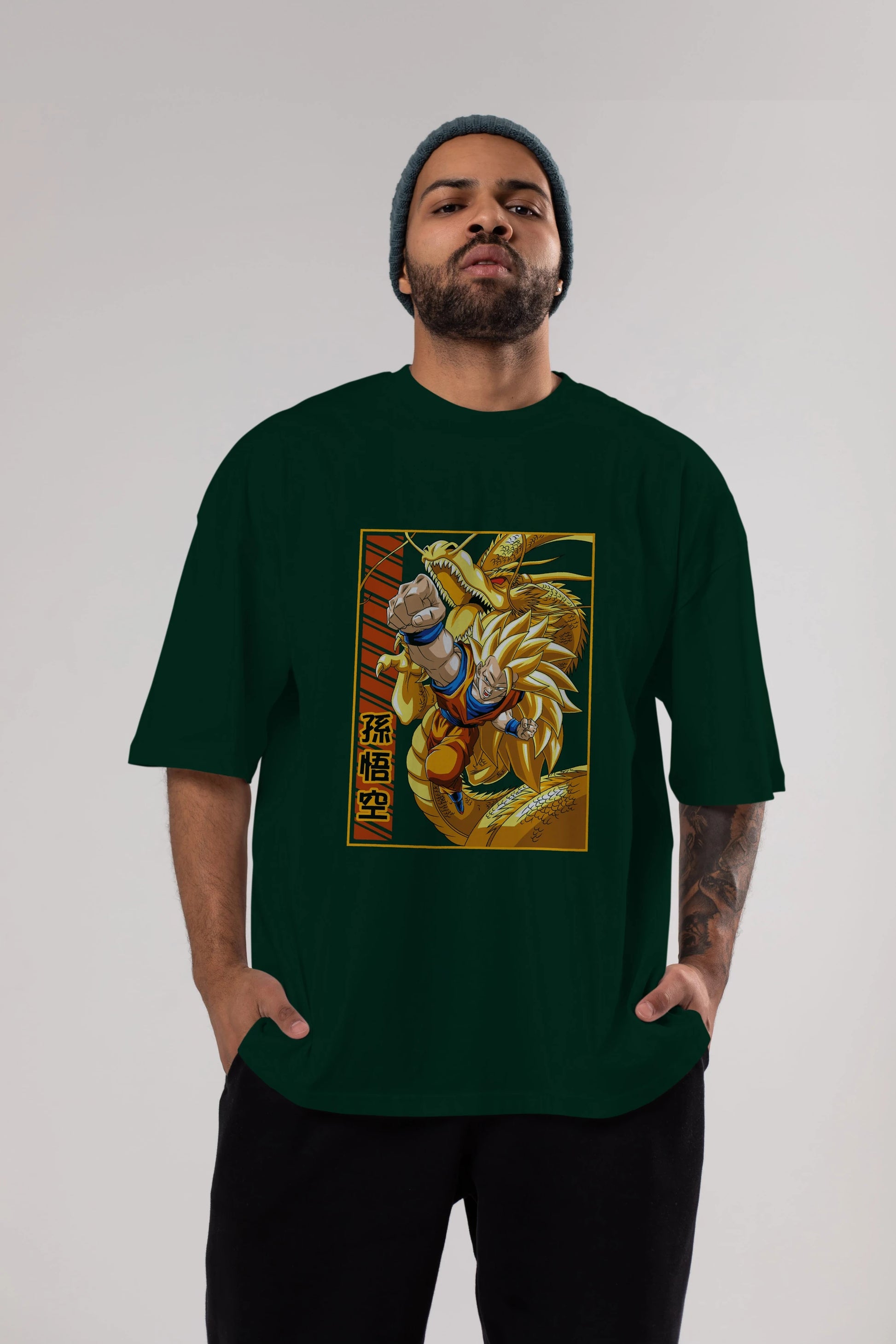 DragonBall Goku Anime Ön Baskılı Oversize t-shirt %100 pamuk Erkek Kadın Unisex
