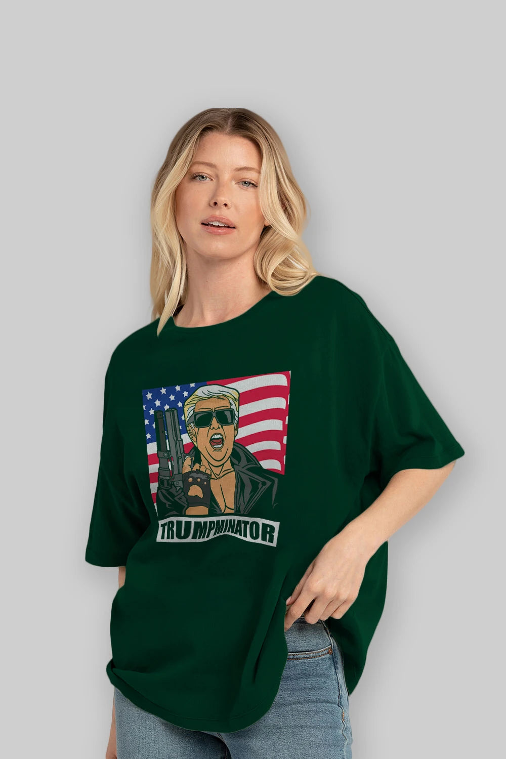 Trumpminator Ön Baskılı Oversize t-shirt Erkek Kadın Unisex %100 Pamuk tişort