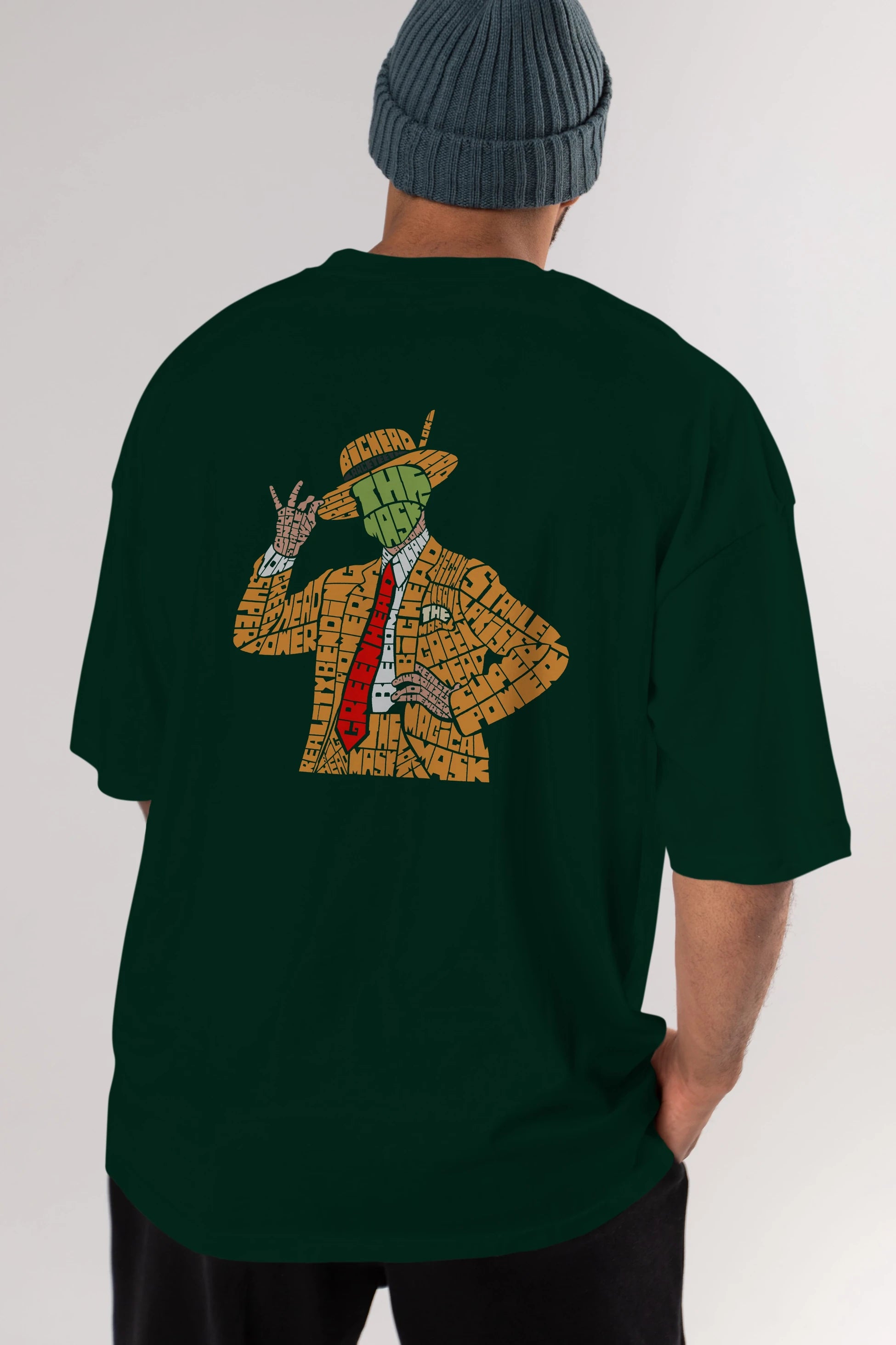 The Mask Arka Baskılı Oversize t-shirt %100 pamuk Erkek Kadın Unisex