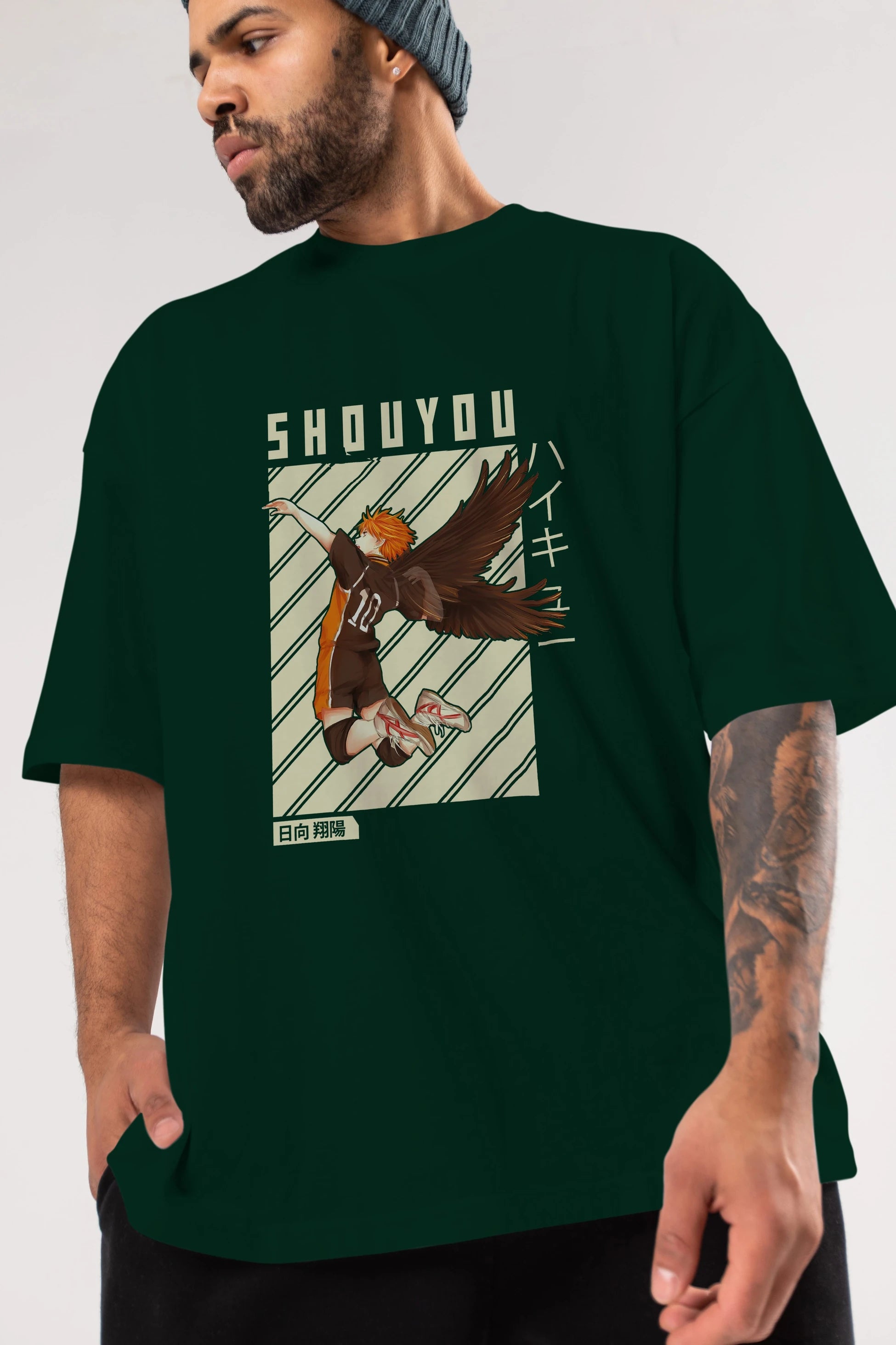 Shouyou Hinata 3 Anime Ön Baskılı Oversize t-shirt %100 pamuk Erkek Kadın Unisex
